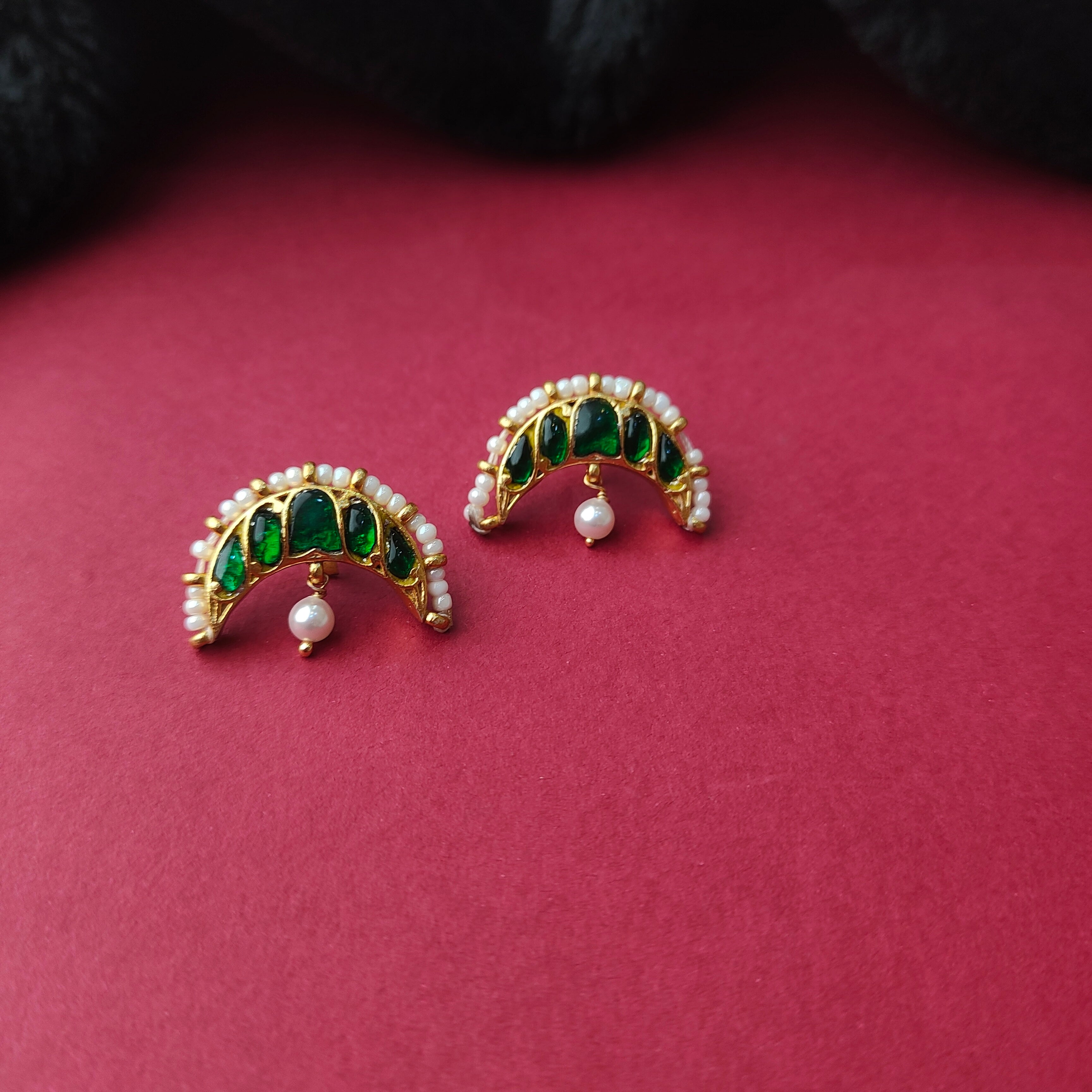 925 Silver Kundan press type Moon Bugadi  -0046