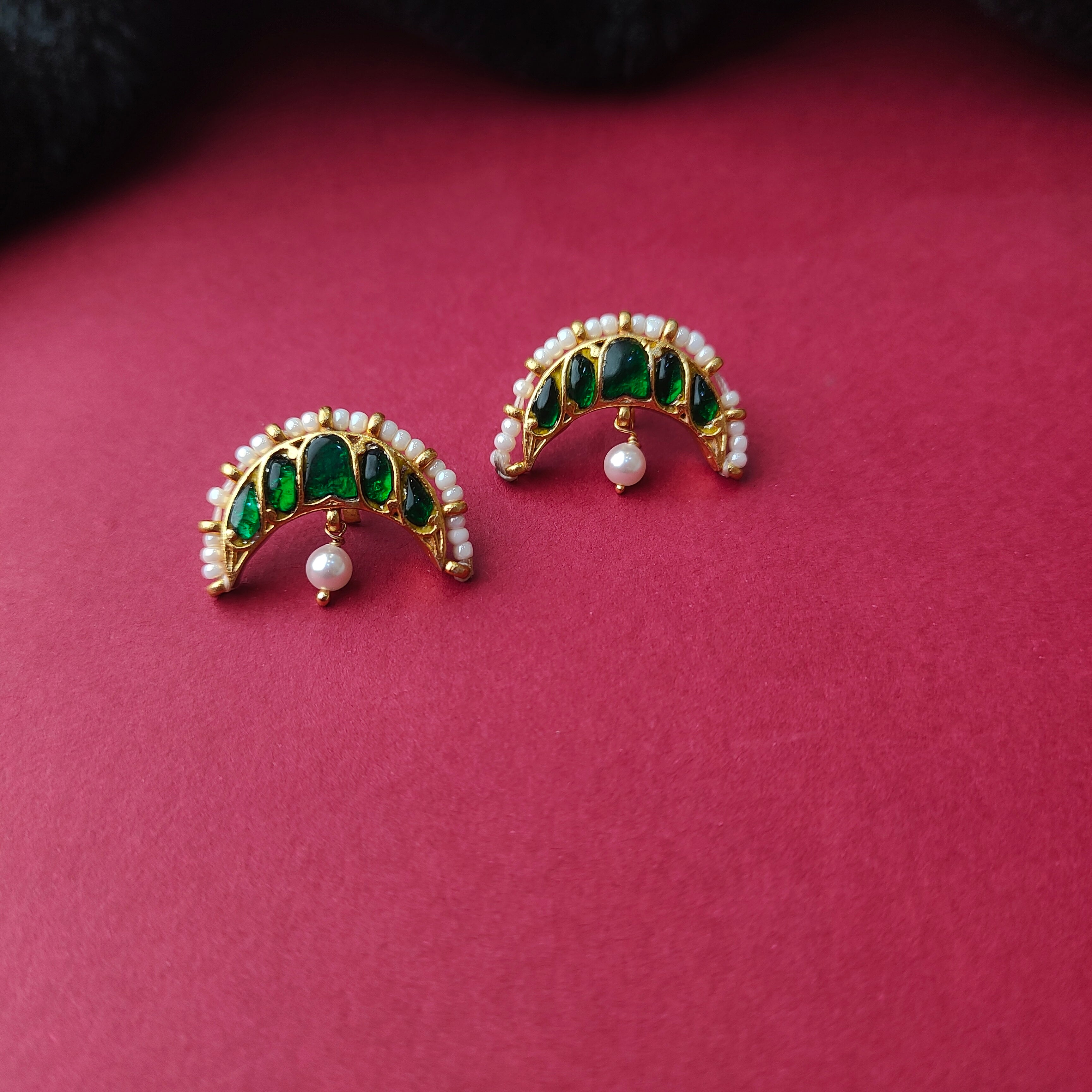 925 Silver Kundan press type Moon Bugadi  -0046