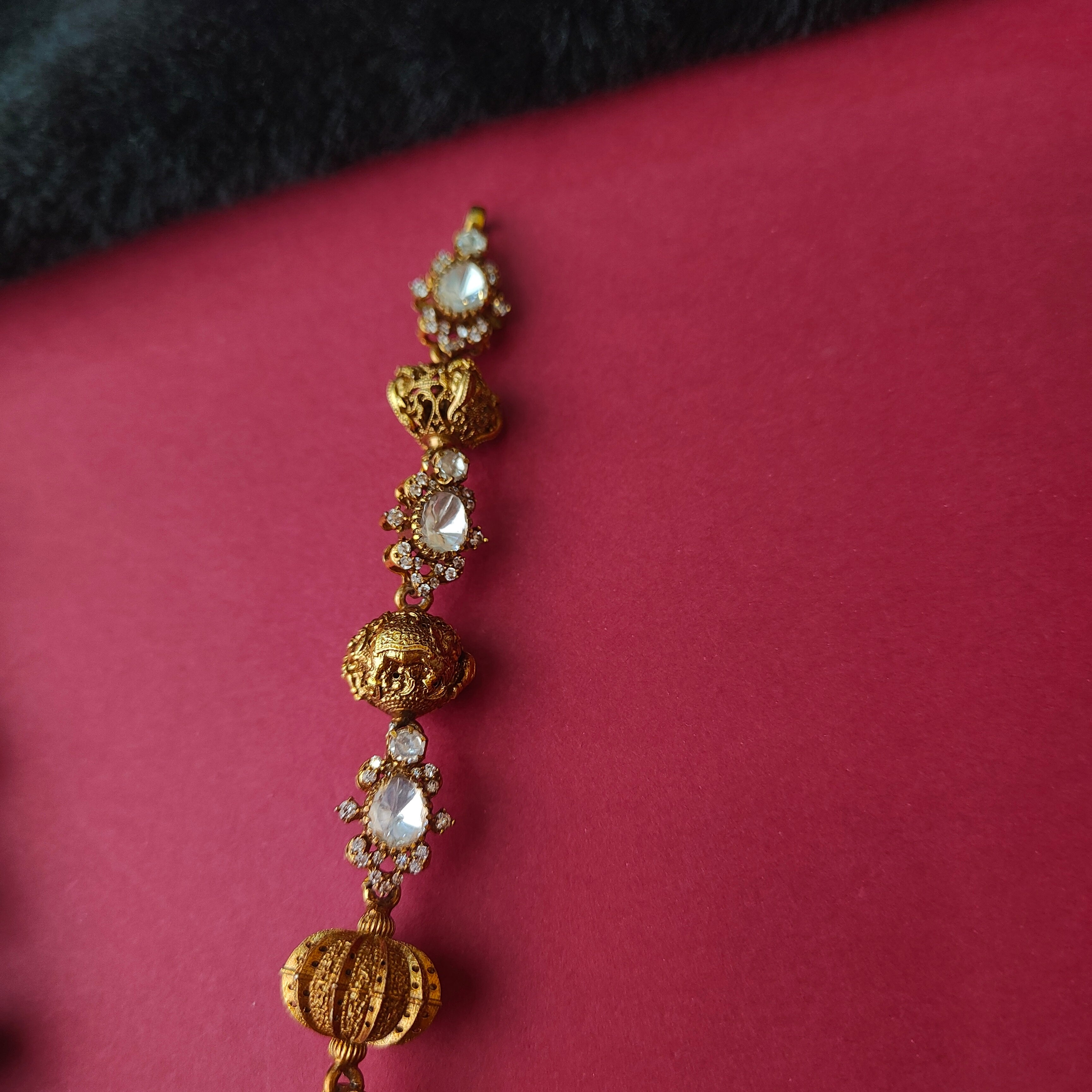 925 Silver Victorian Polki Nakshi Haram  -0034