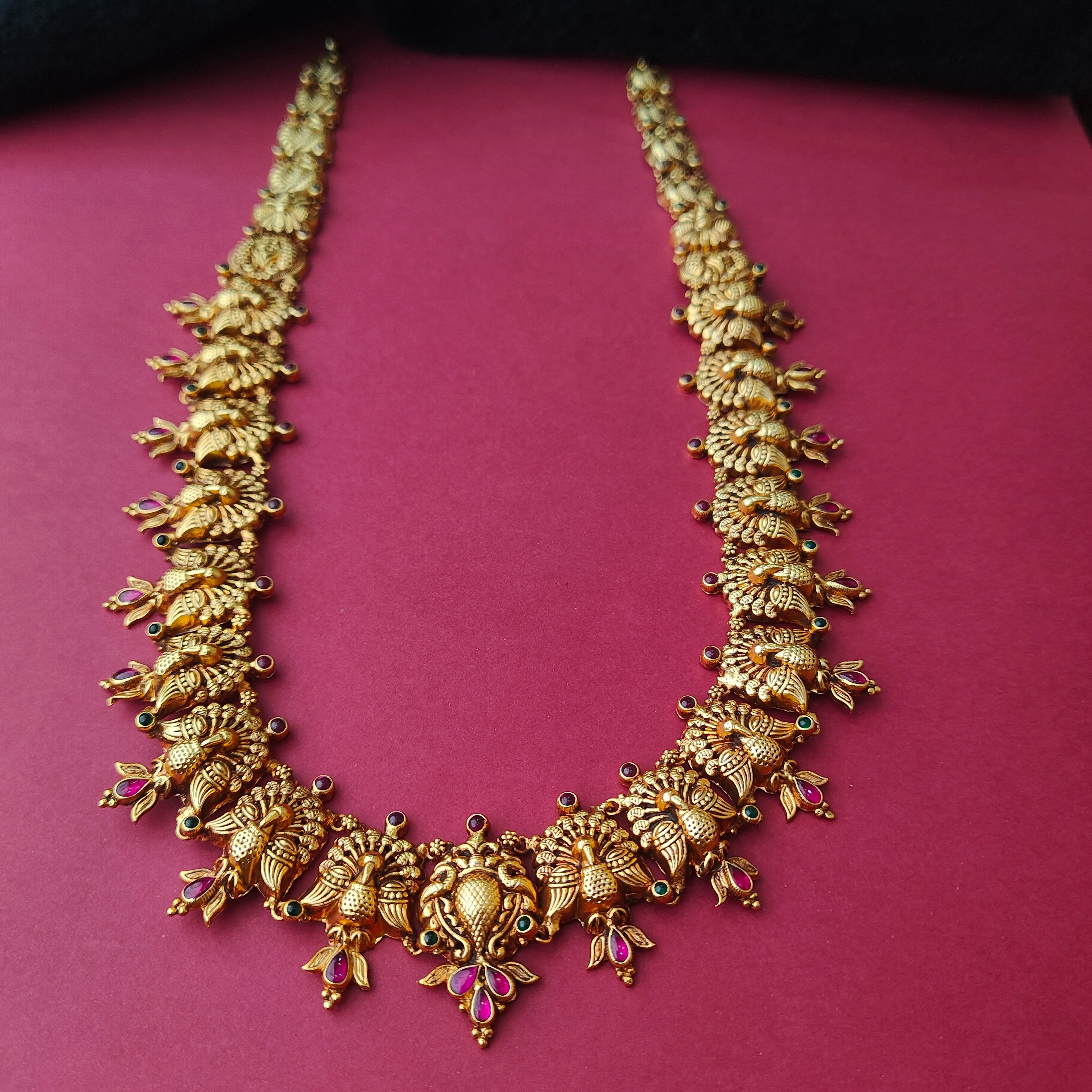 925 Silver Gold Plated Peacock Haram-0024