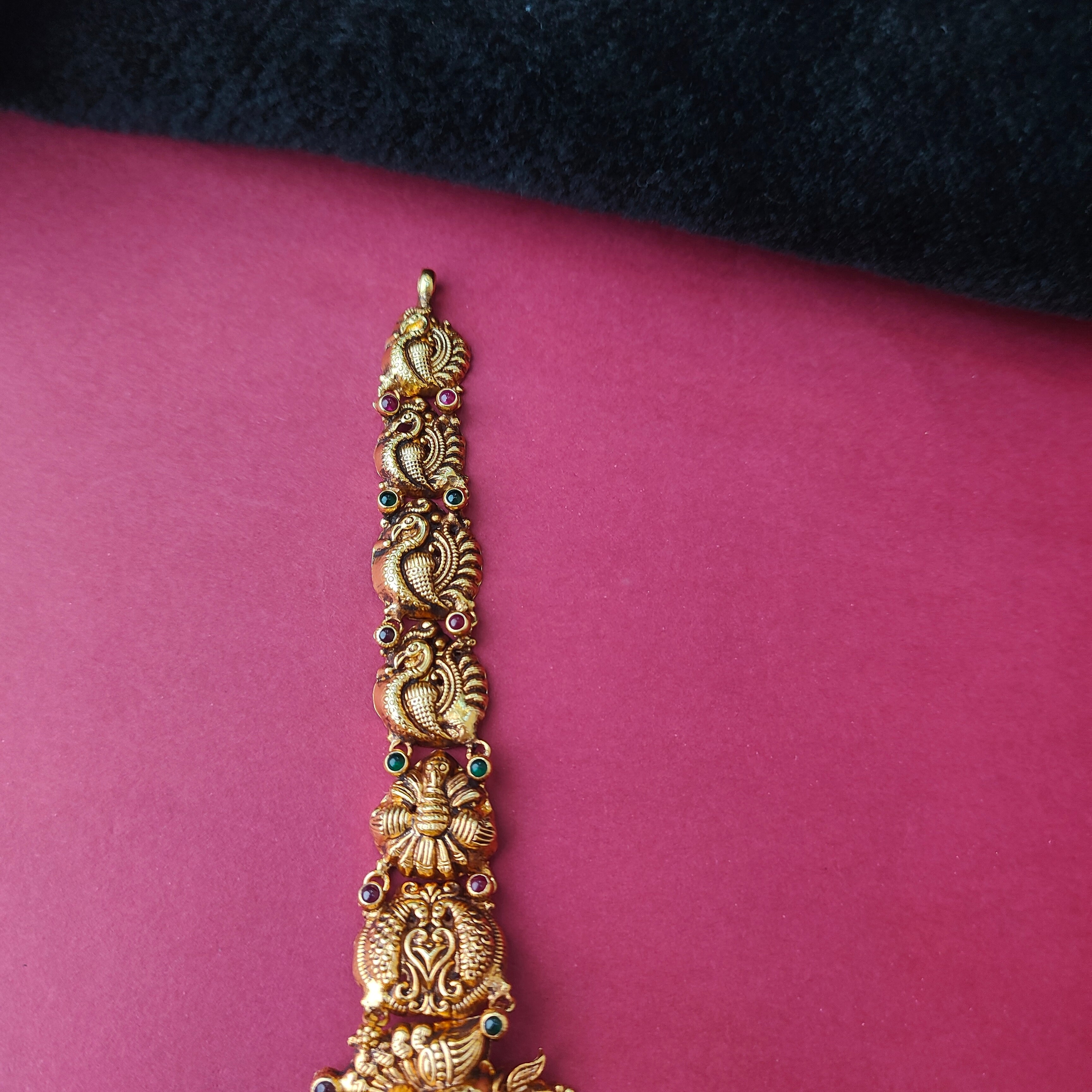 925 Silver Gold Plated Peacock Haram-0024