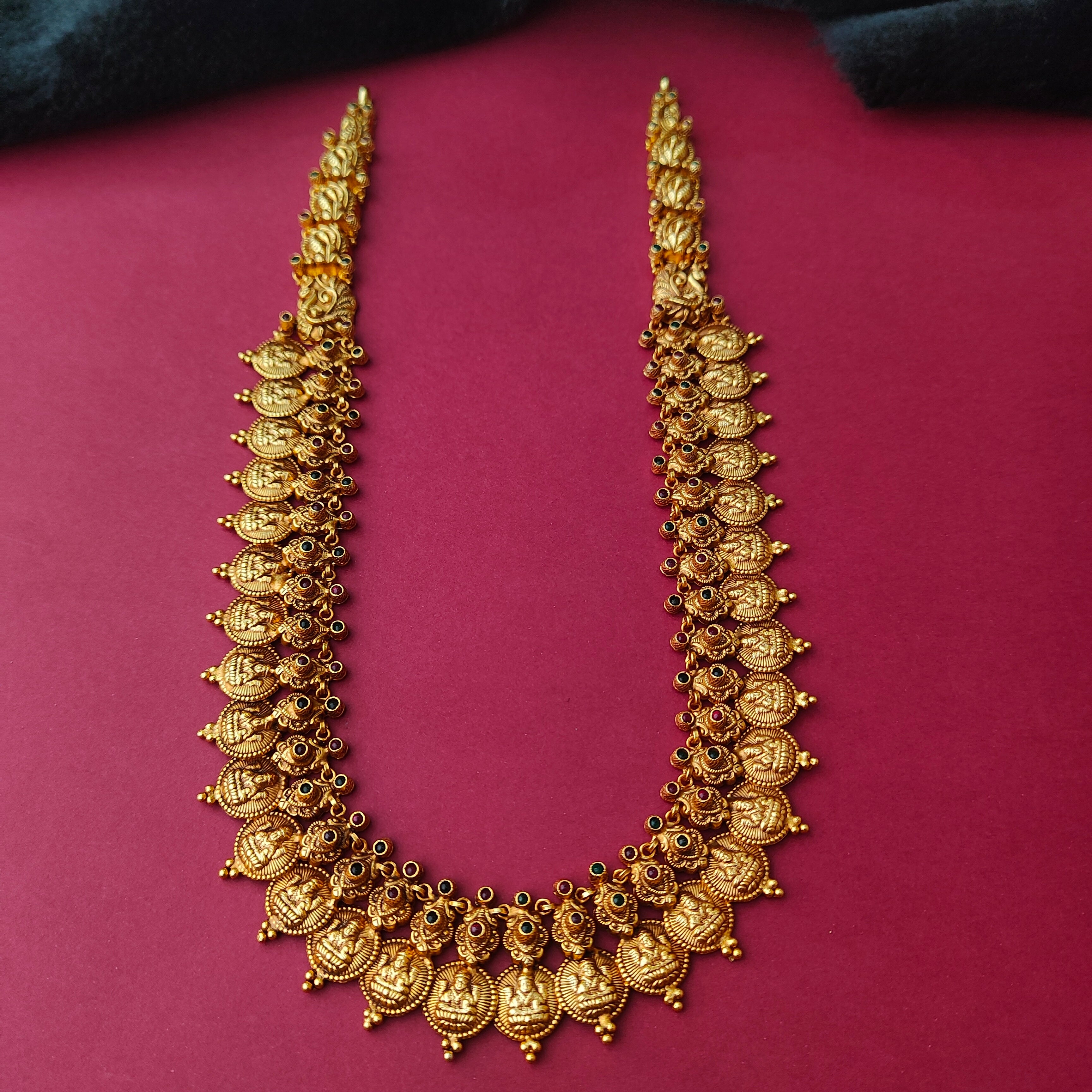 925 Silver Gold Plated Nakshi Coin Haram-0023