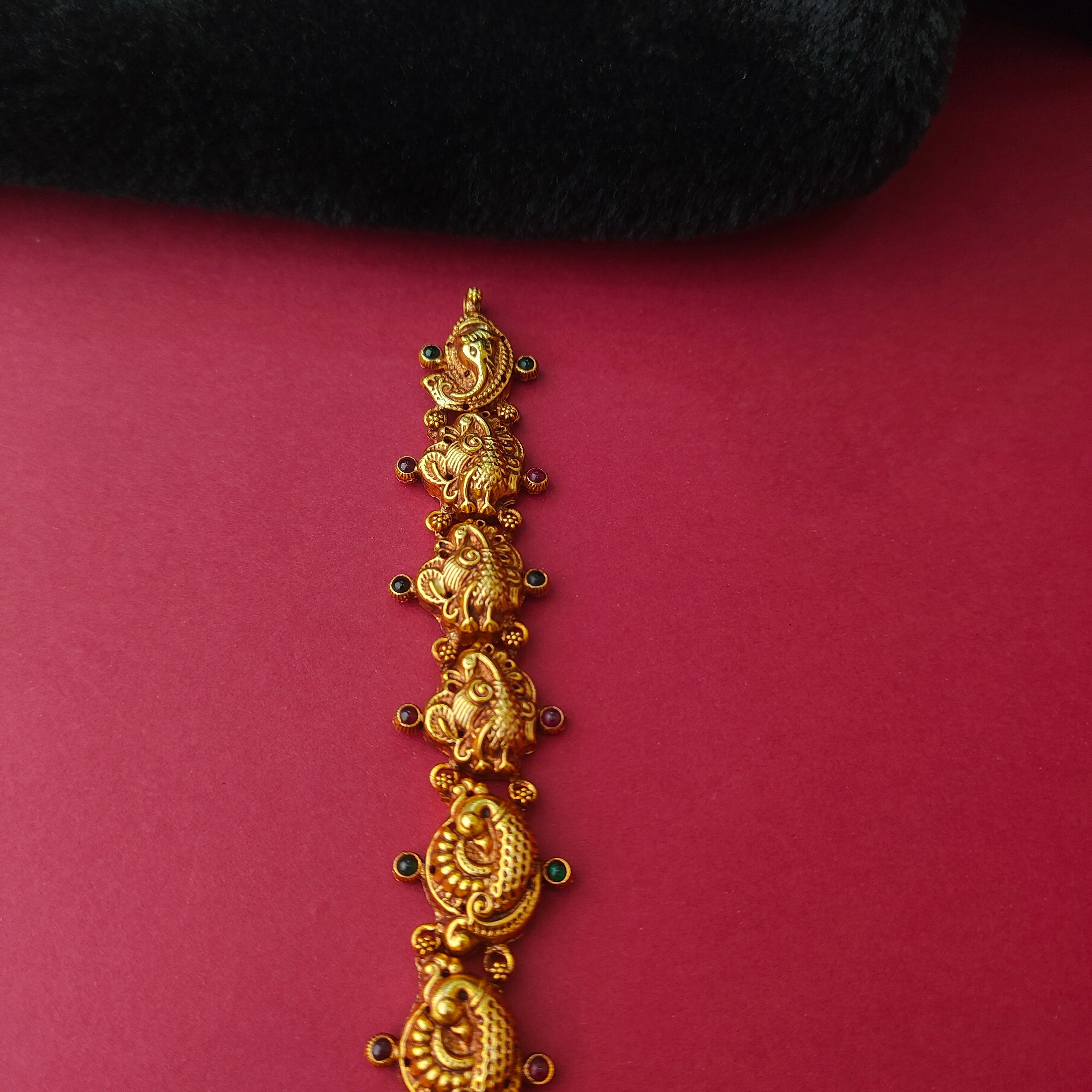 925 Silver Gold Plated Nakshi Haram-0021