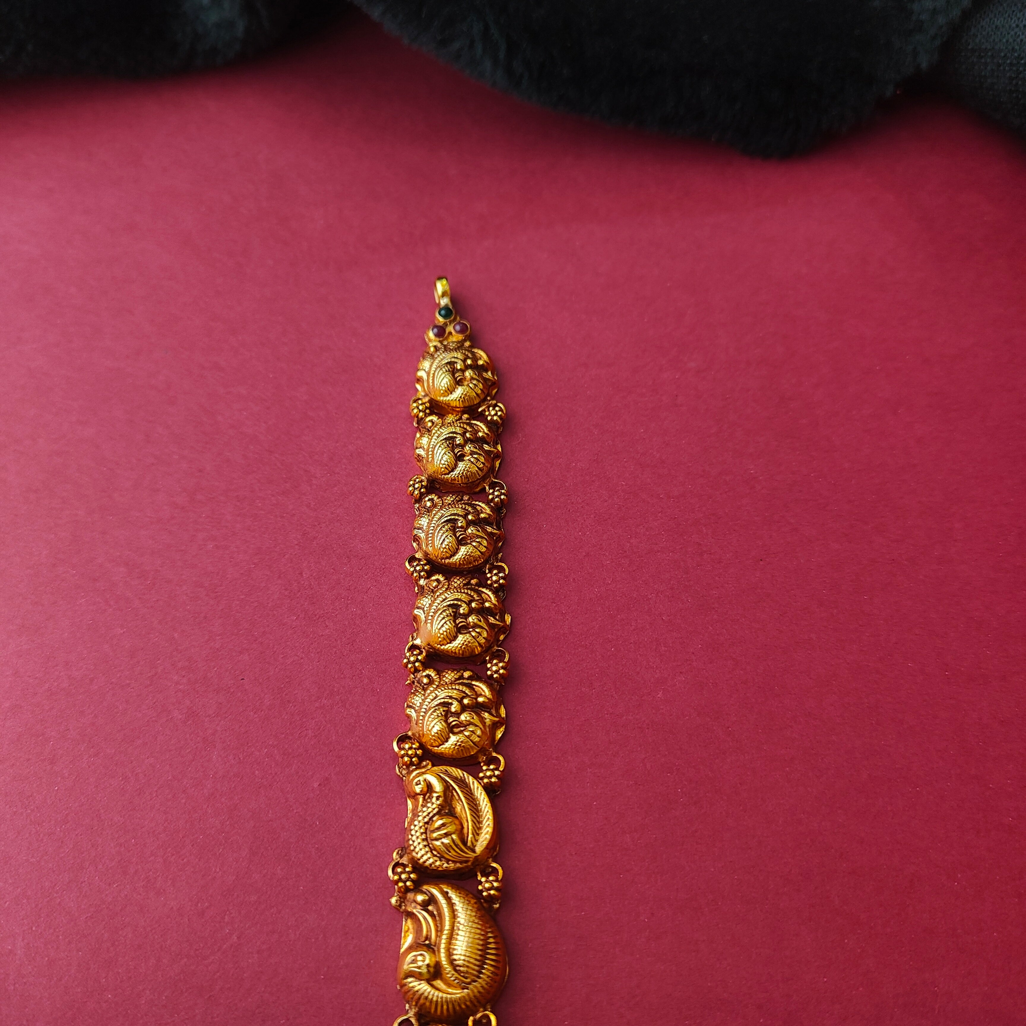 925 Silver Gold Plated Nakshi Haram-0025