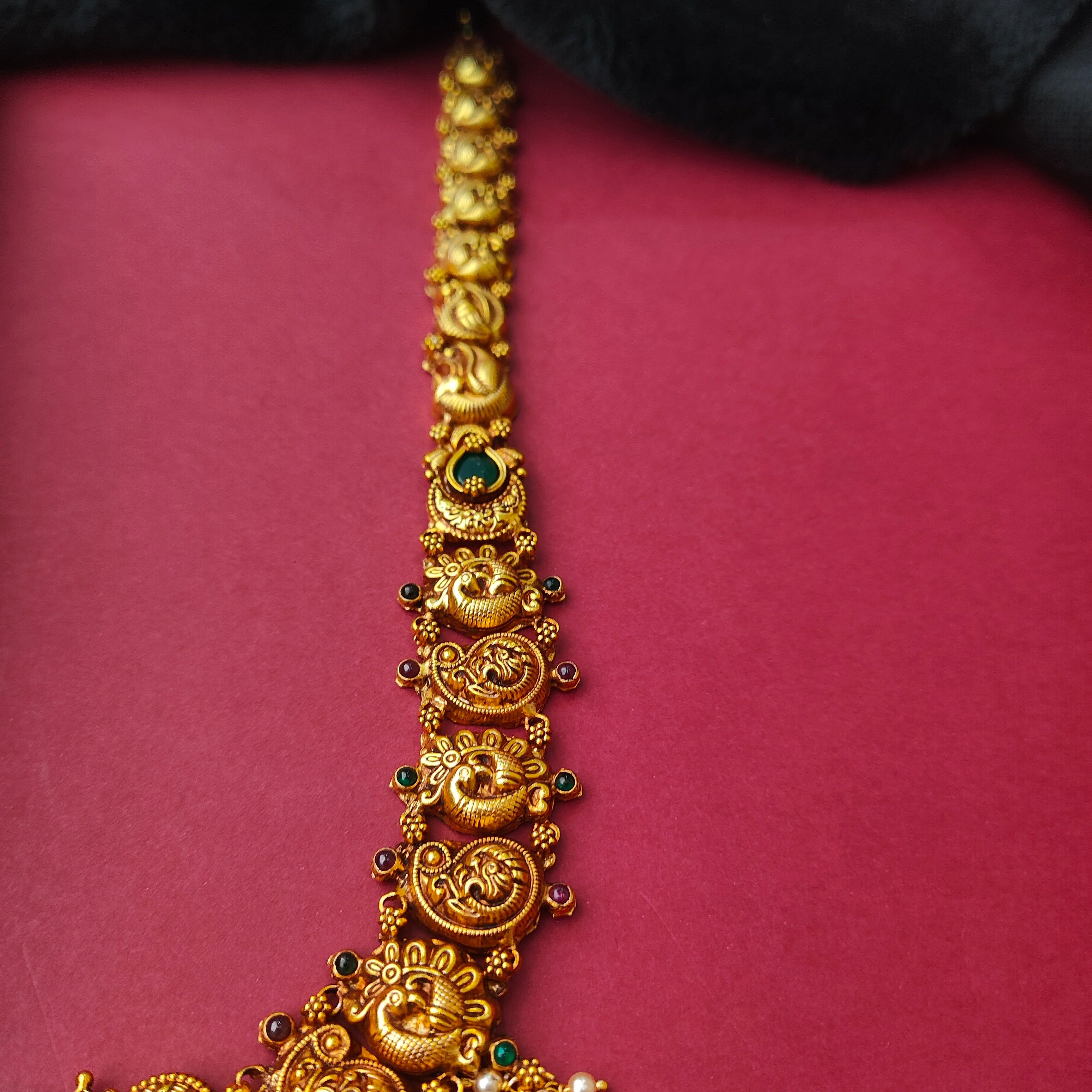 925 Silver Gold Plated Nakshi Haram-0025