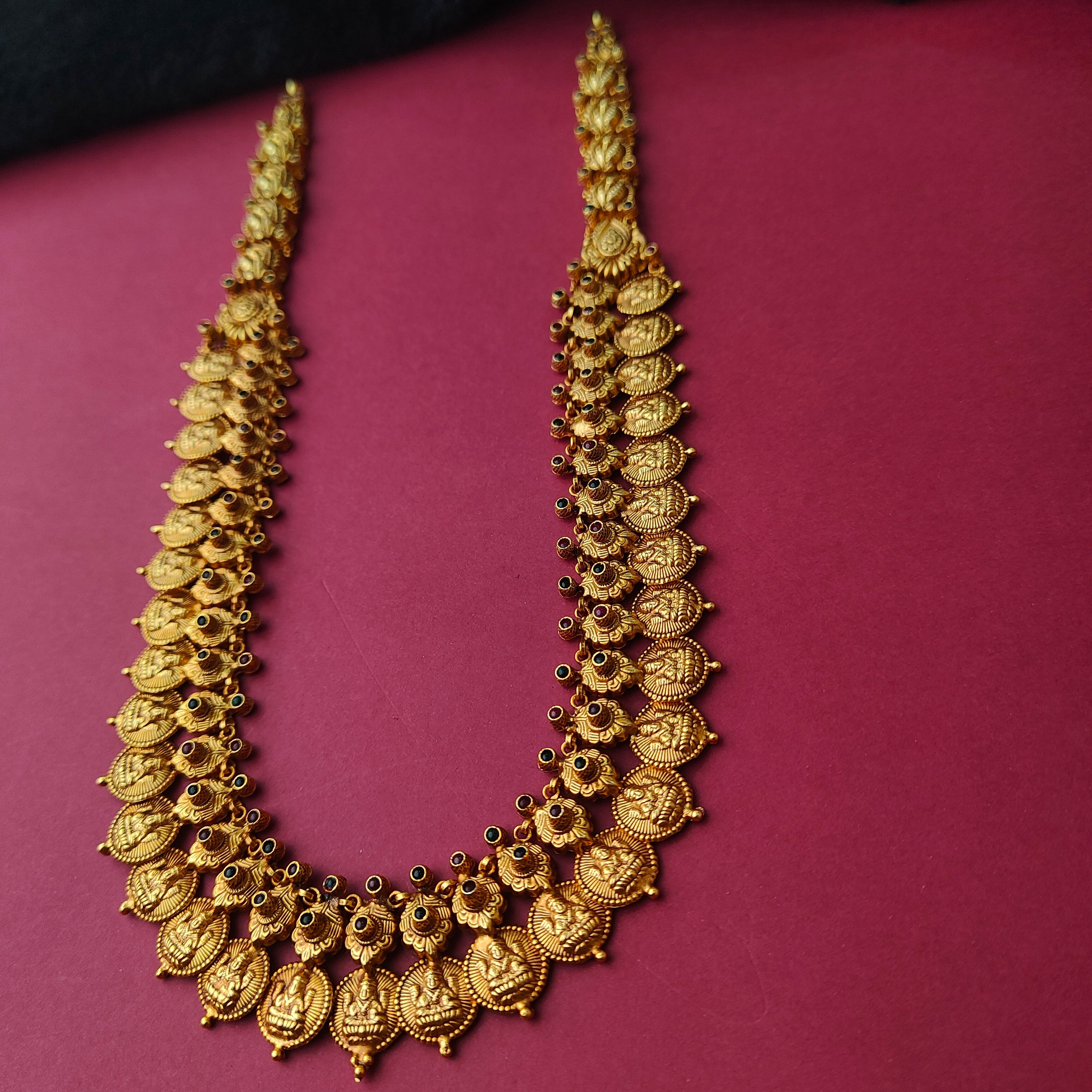 925 Silver Gold Plated Nakshi Coin Haram-0028