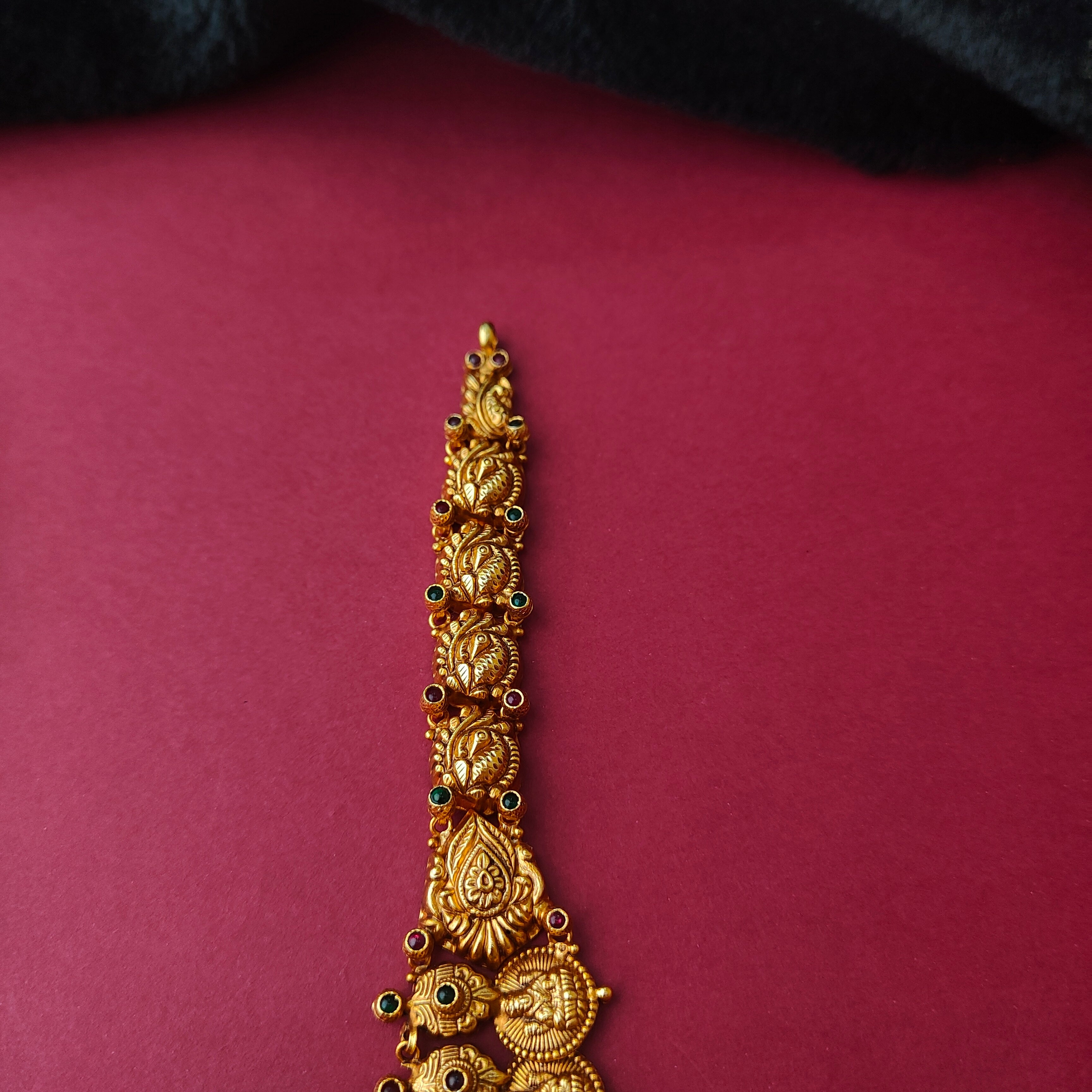 925 Silver Gold Plated Nakshi Coin Haram-0028