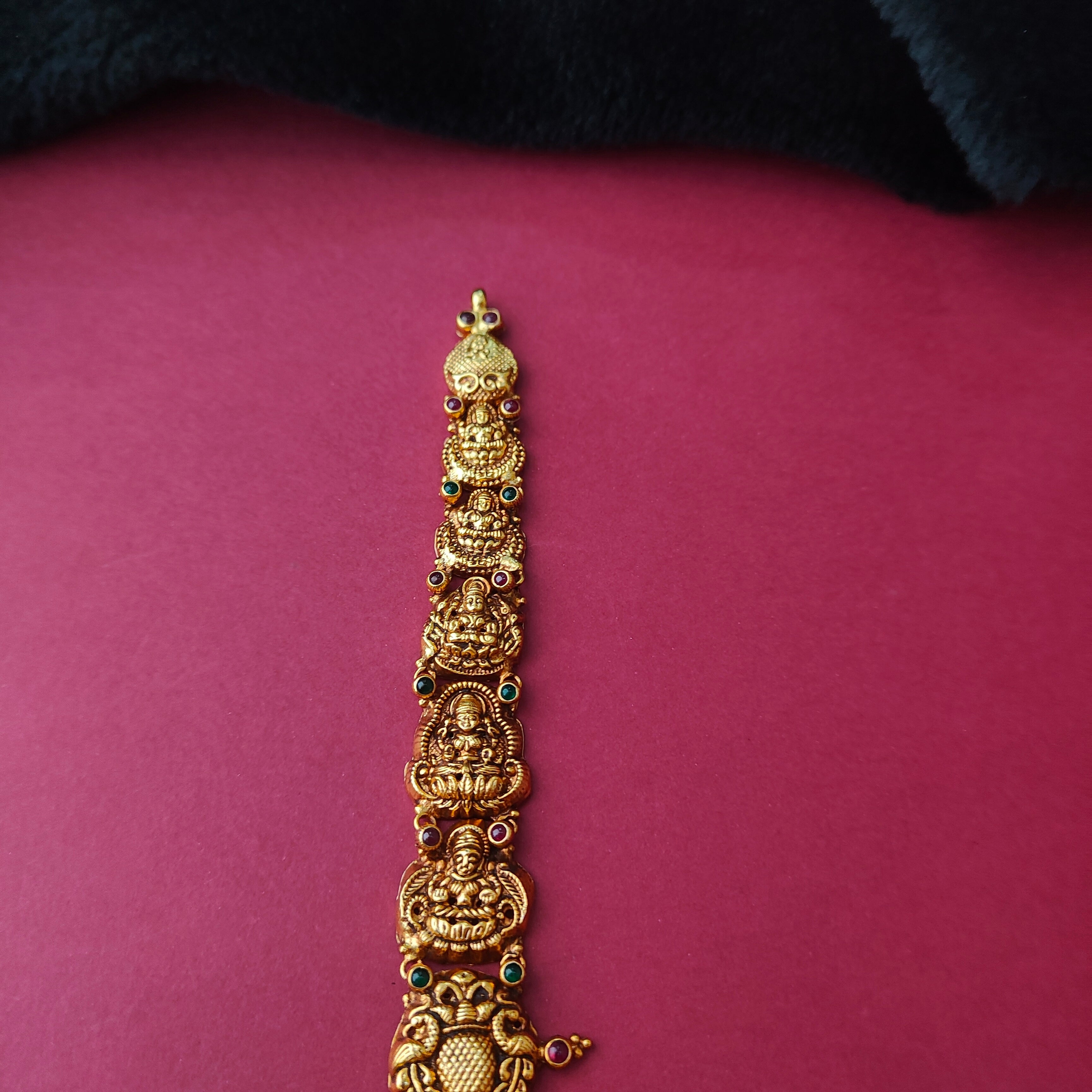 925 Silver Gold Plated Mango Nakshi Haram-0027