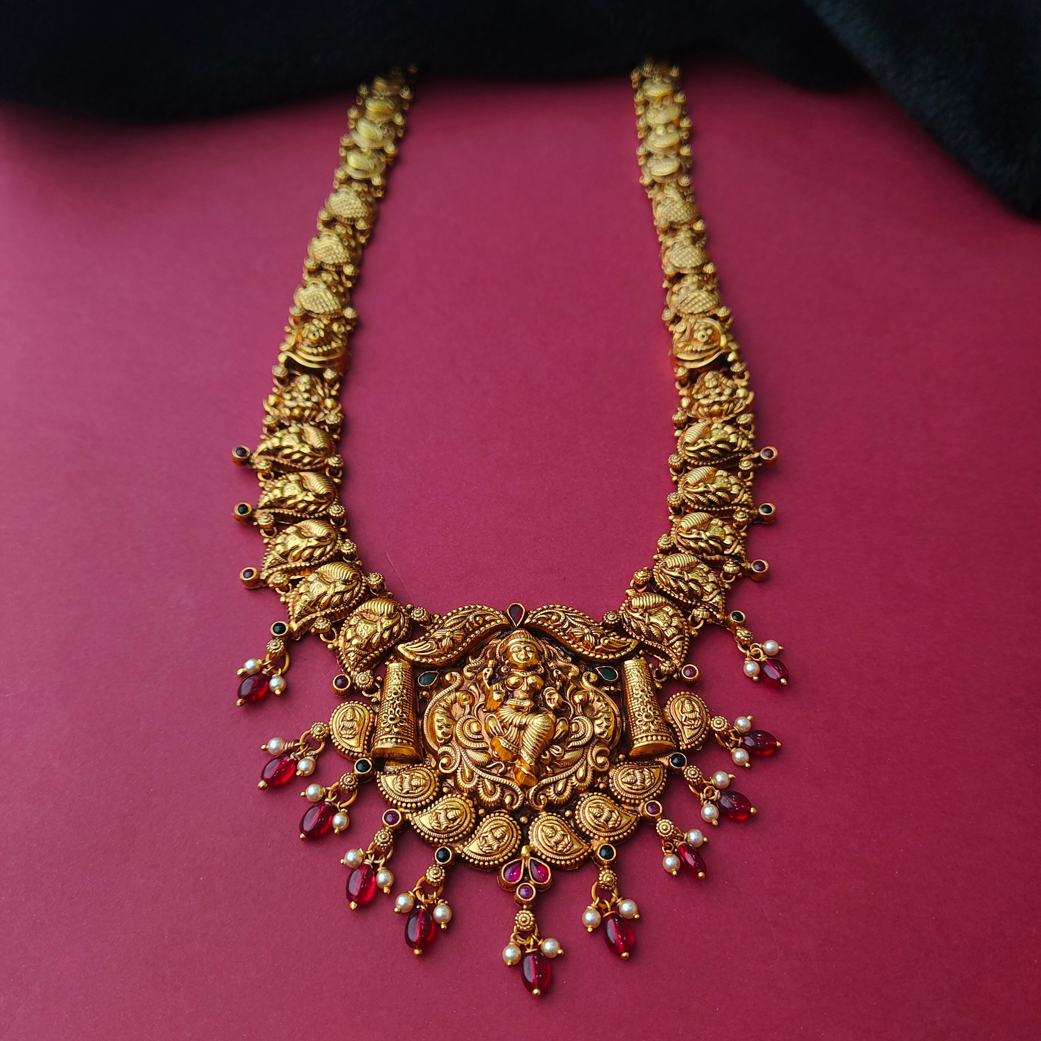 925 Silver Gold Plated Nakshi Haram-0026