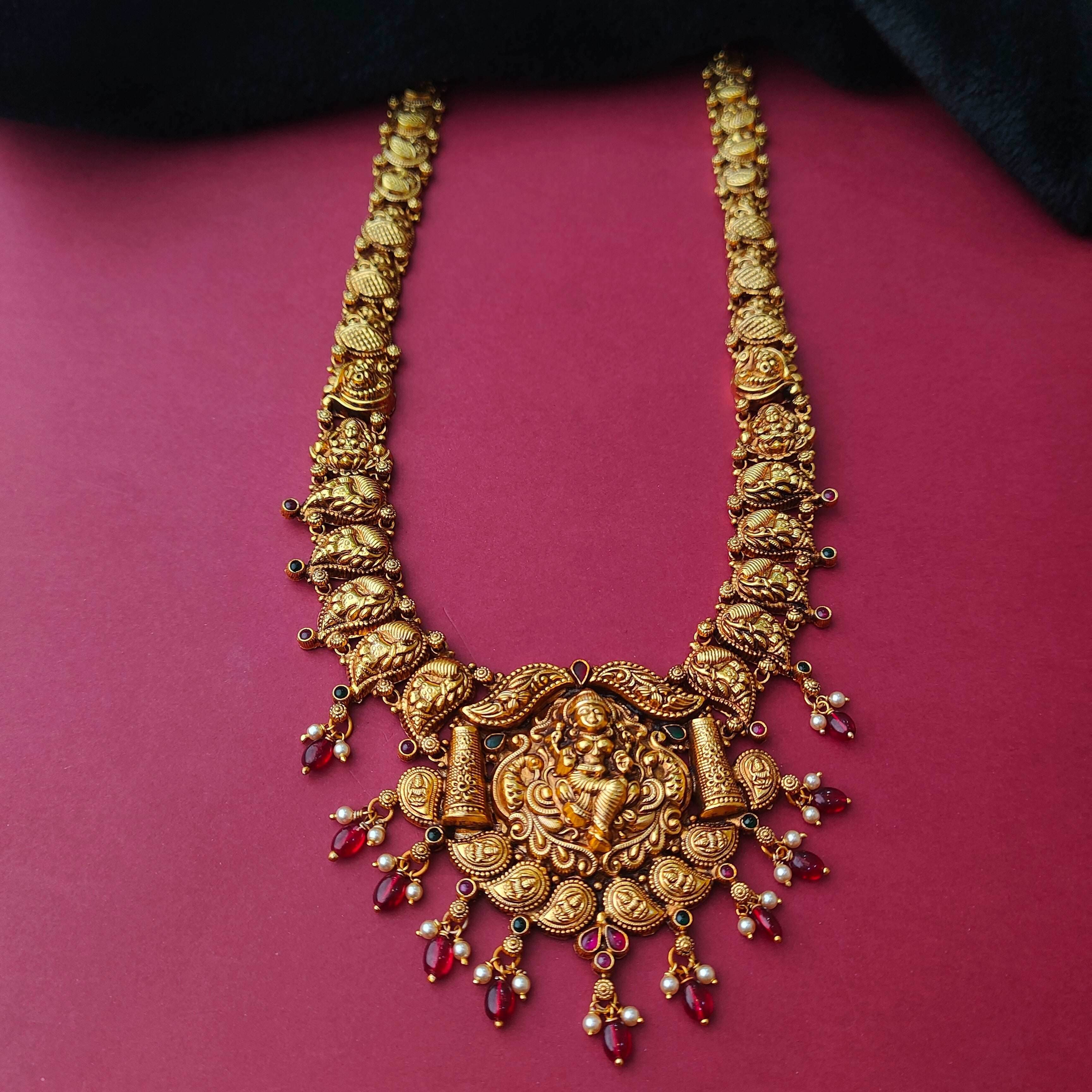 925 Silver Gold Plated Nakshi Haram-0026