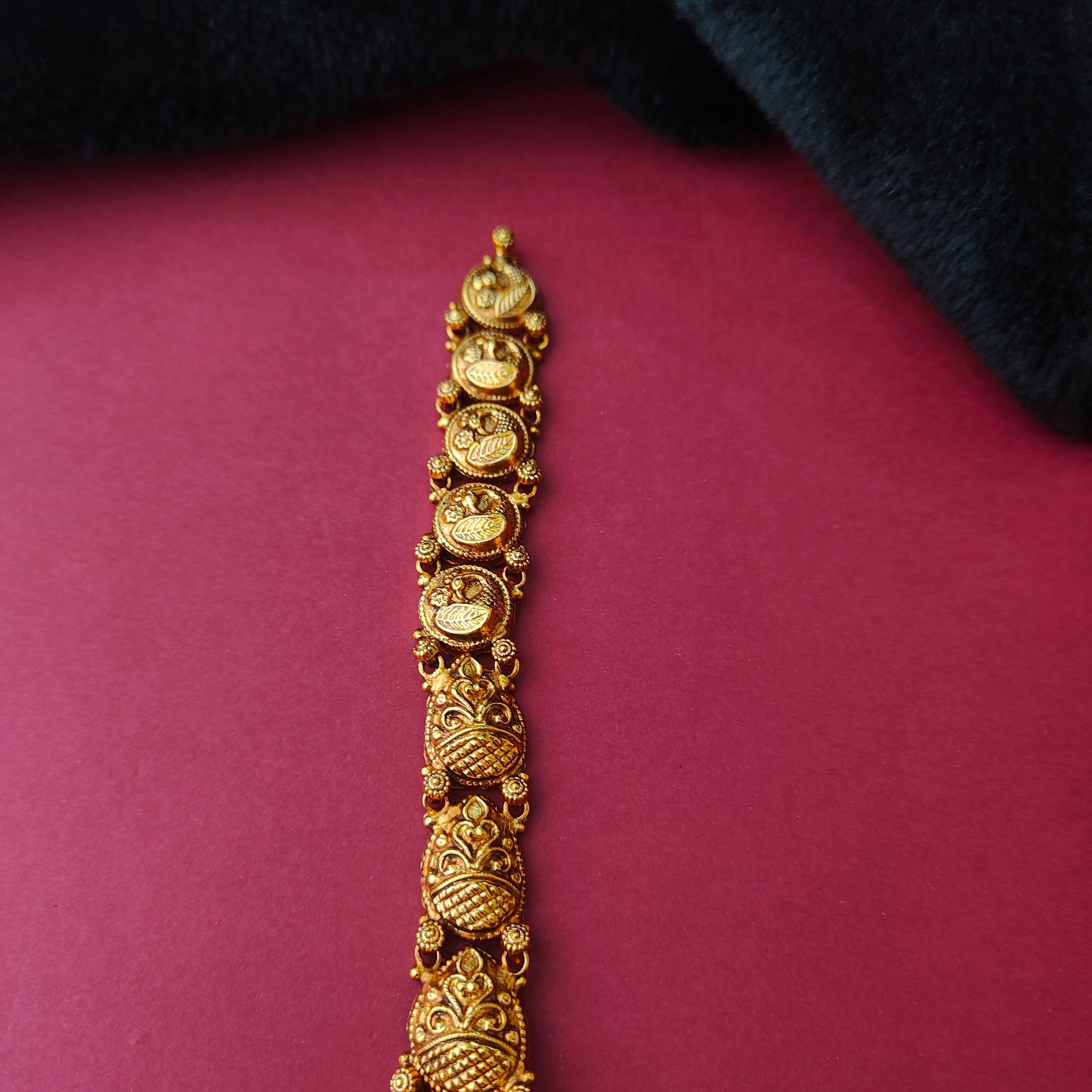 925 Silver Gold Plated Nakshi Haram-0026