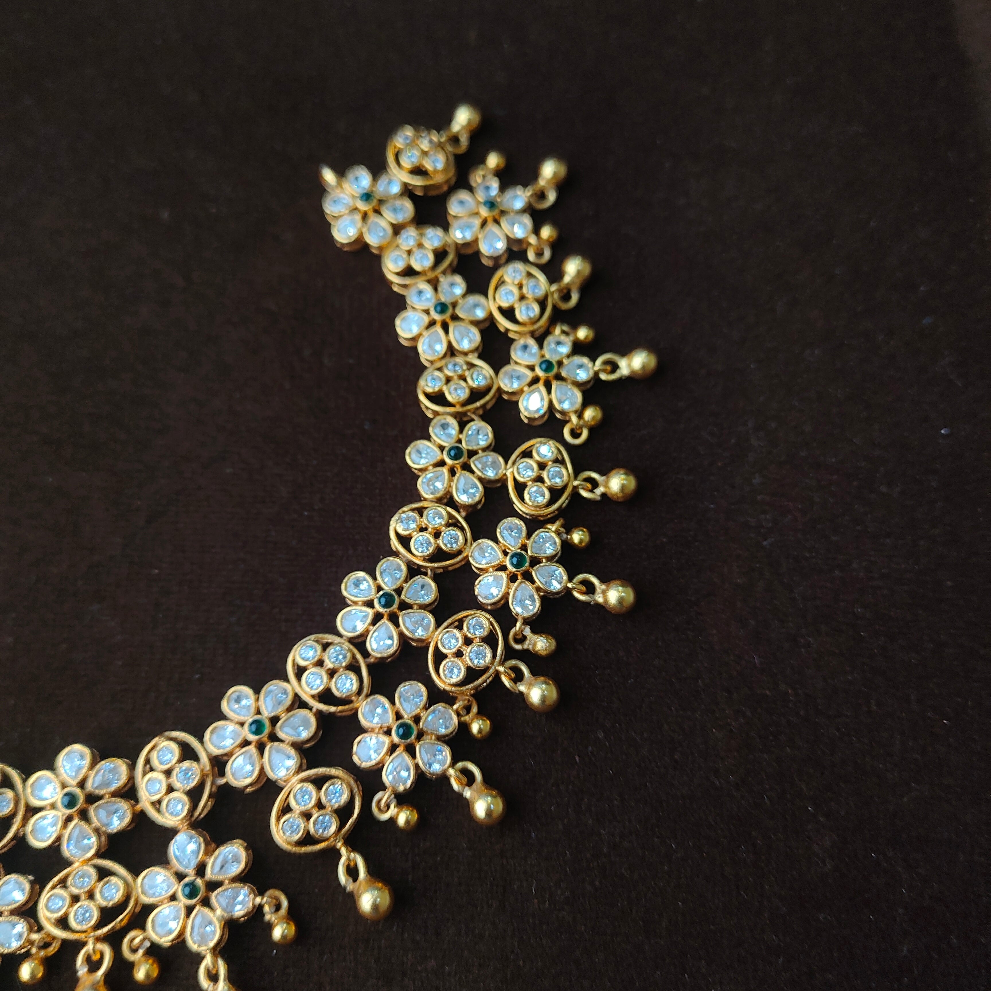 925 Gold Plated Floral Necklace with Earring-0988