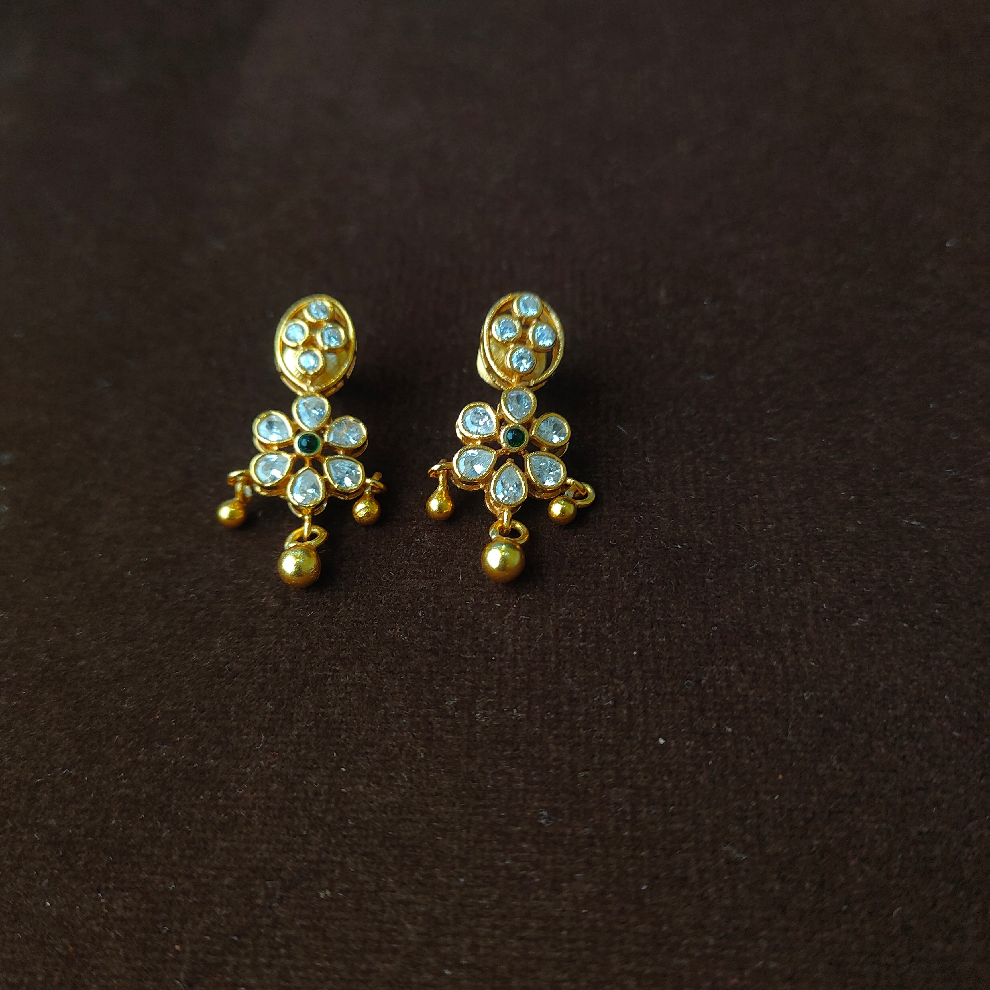 925 Gold Plated Floral Necklace with Earring-0988