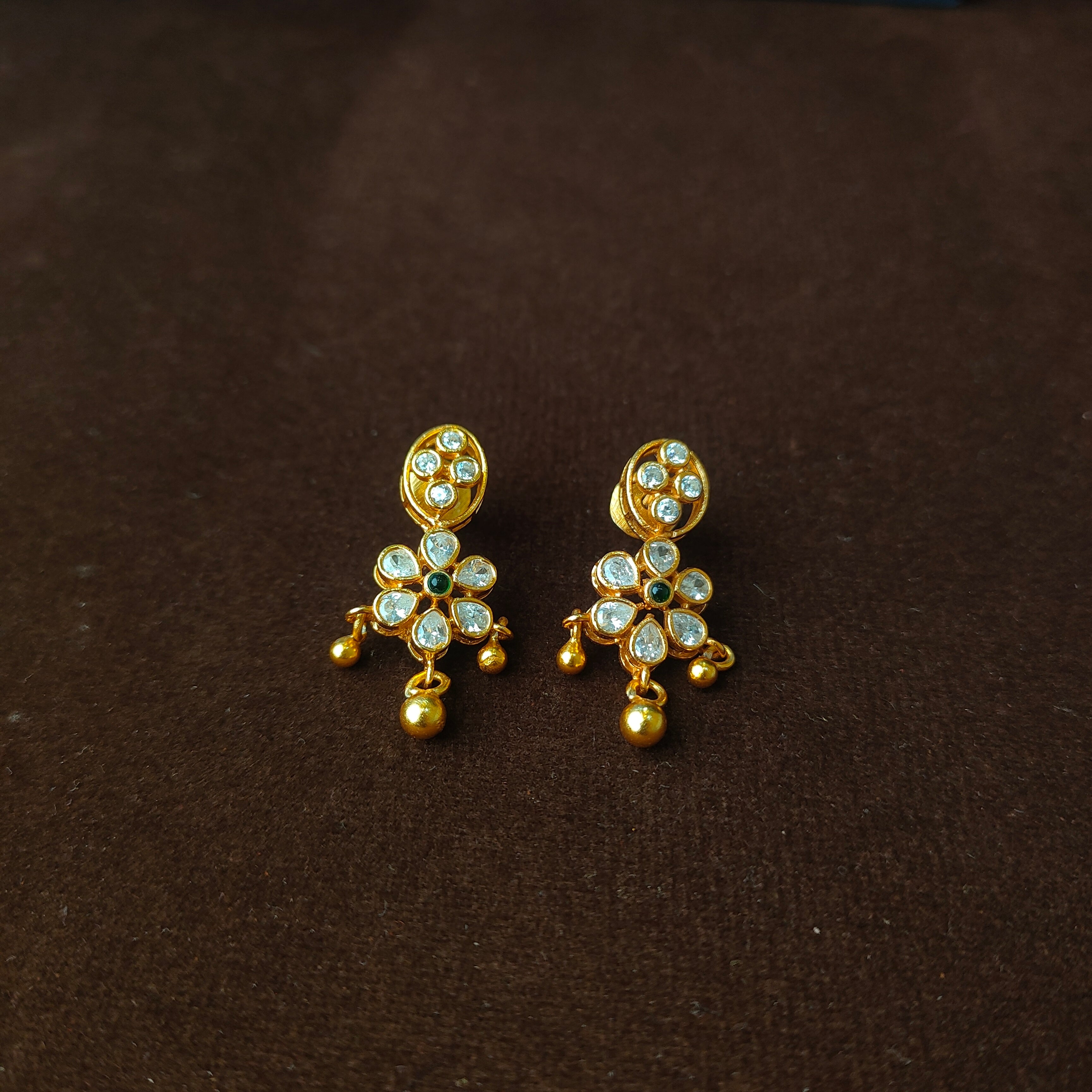 925 Gold Plated Floral Necklace with Earring-0988