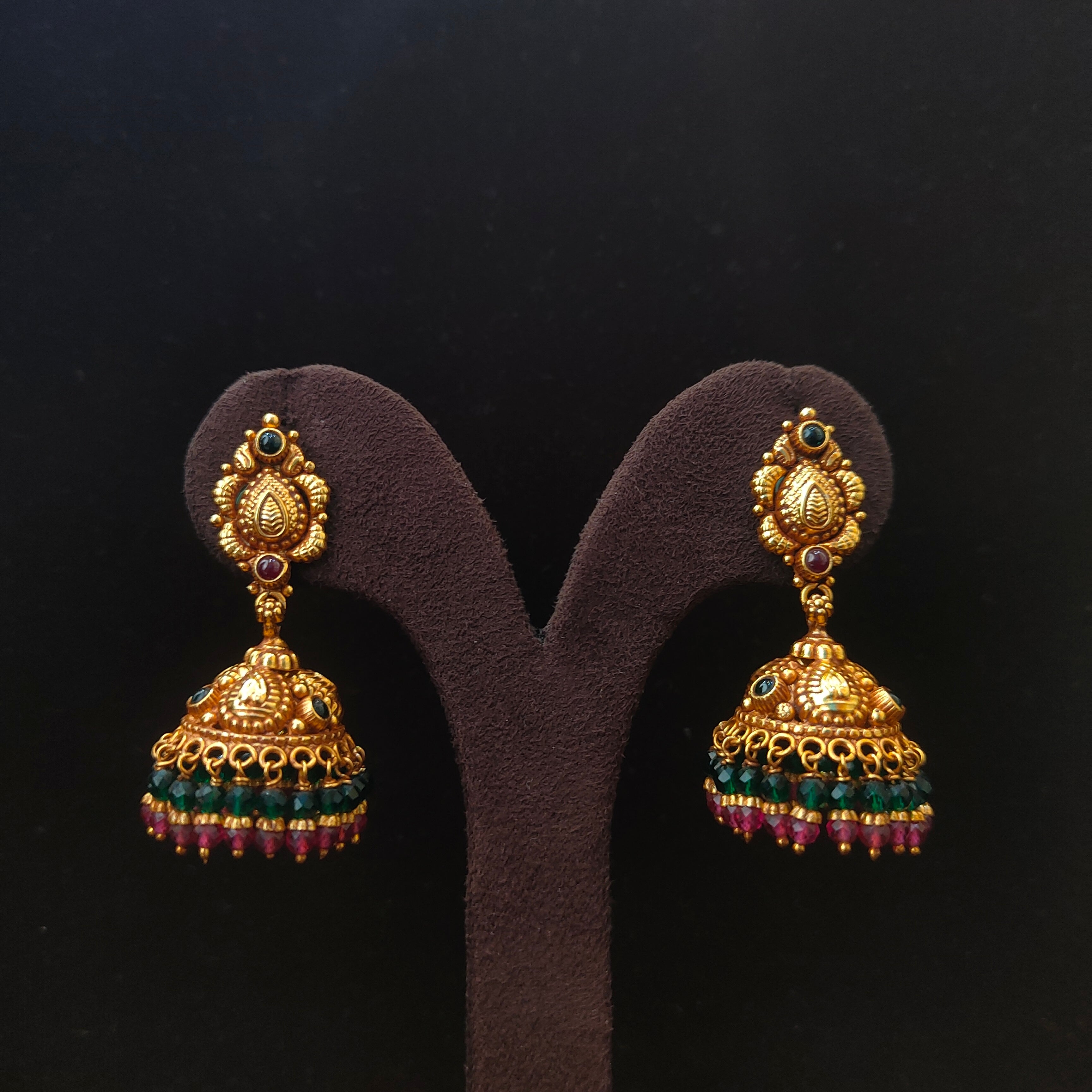 925 Silver Gold Plated Nakshi Jhumka -0062