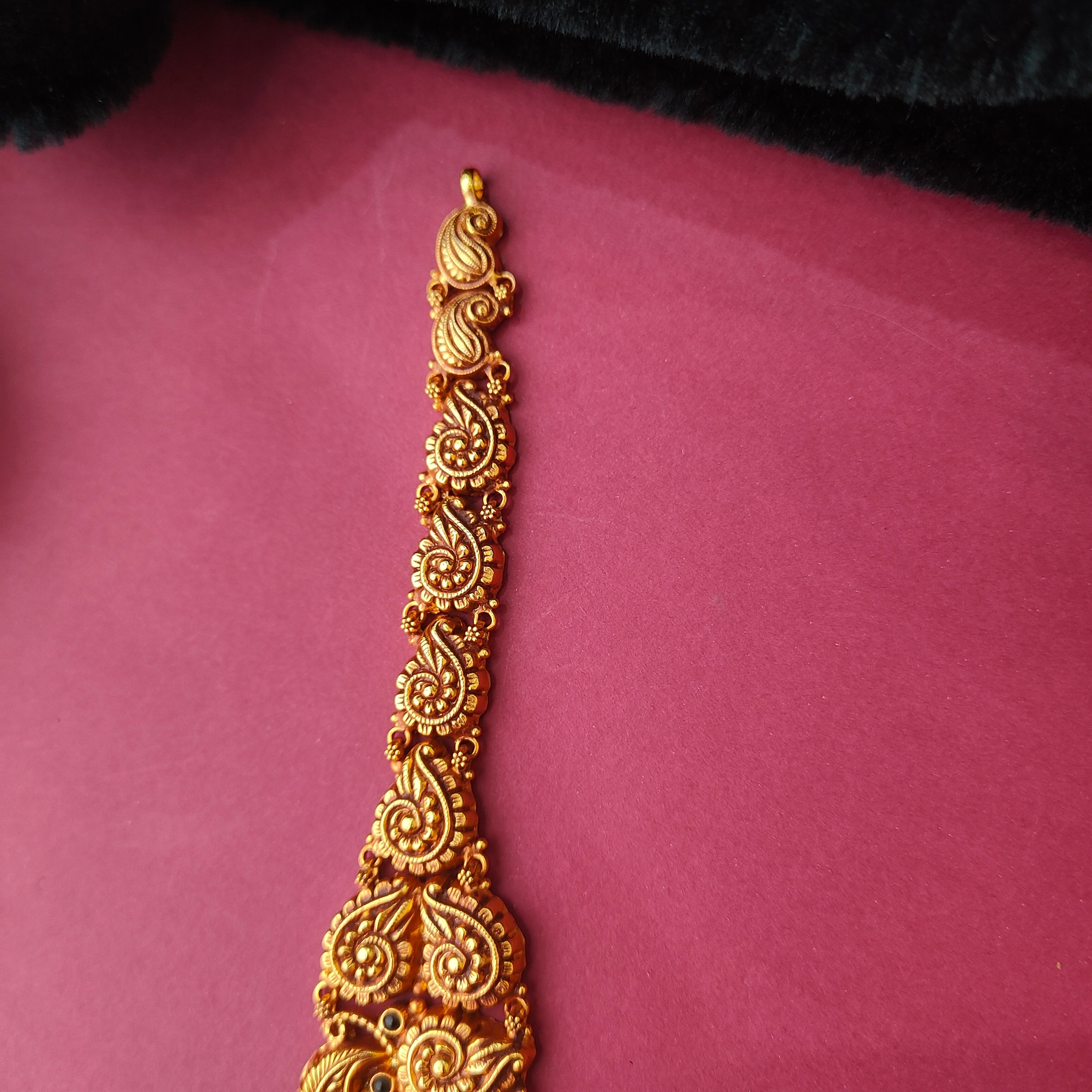 925 Silver Gold Plated Nakshi Haram-0054