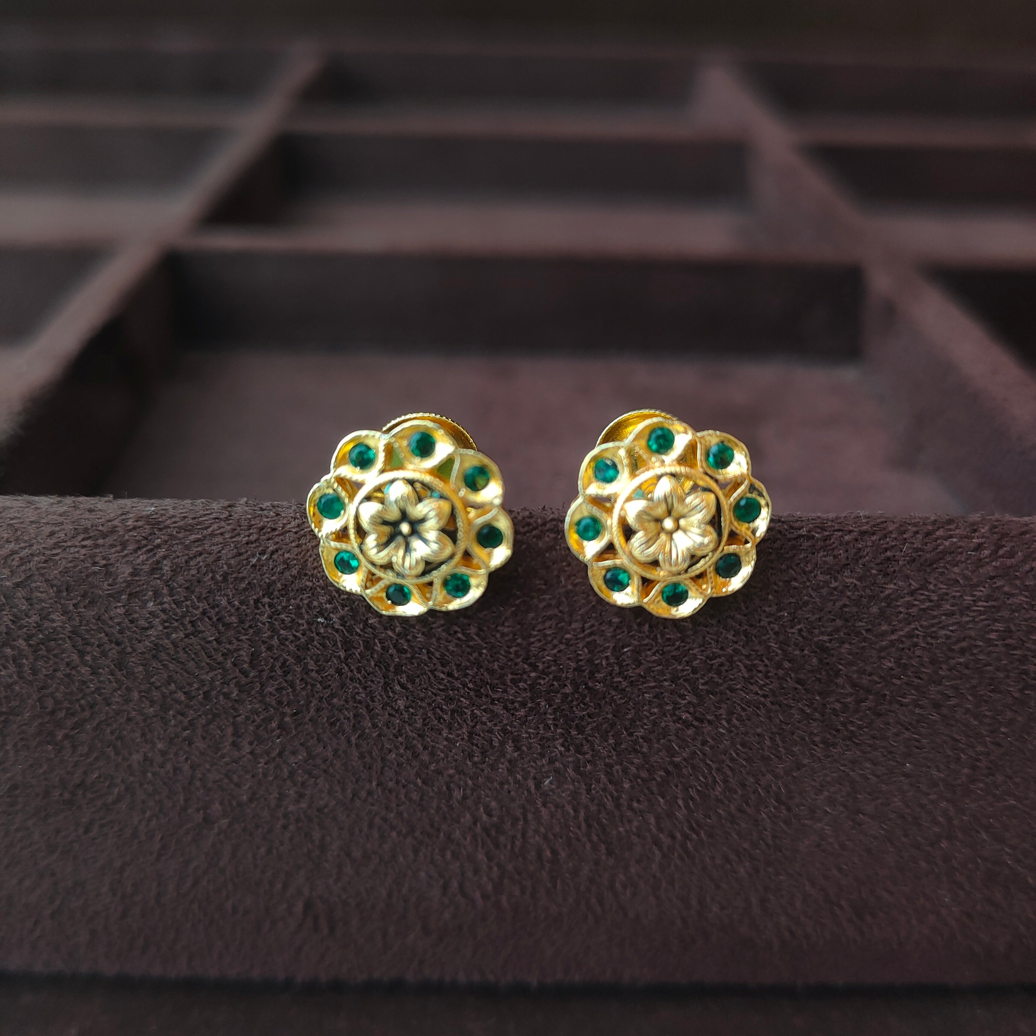 925 Silver Gold Plated Floral Earring -0061