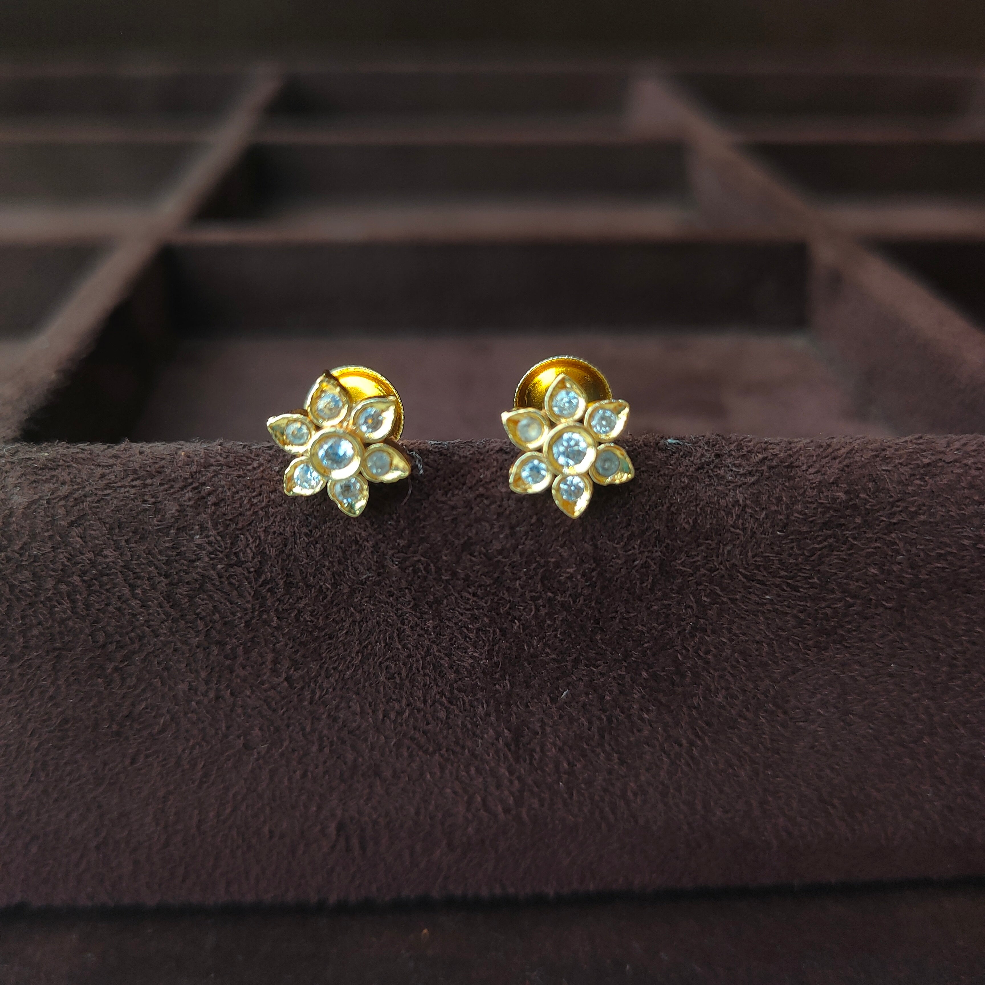 925 Silver Gold Plated Floral Earring -0065