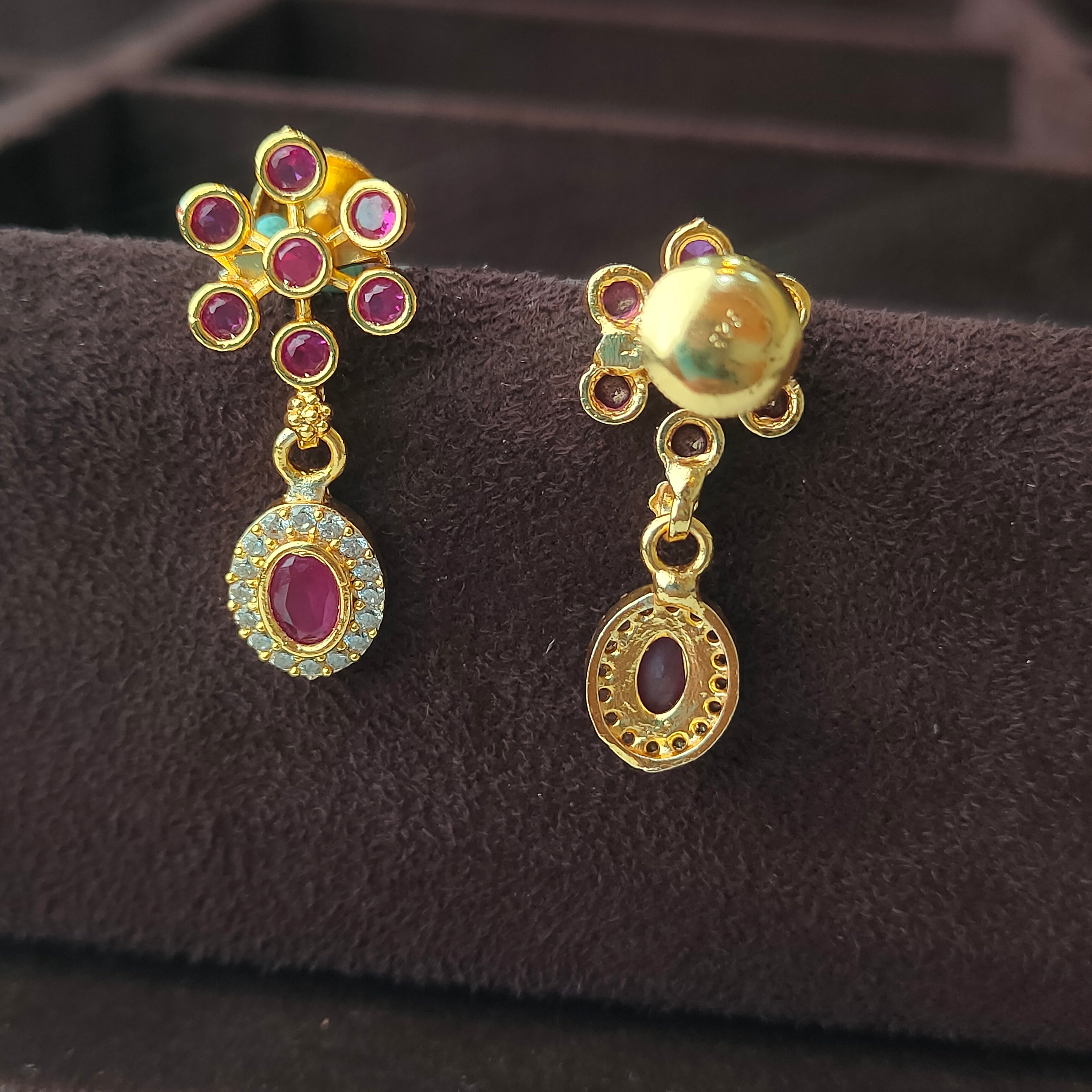 925 Silver Gold Plated floral Earring -0065