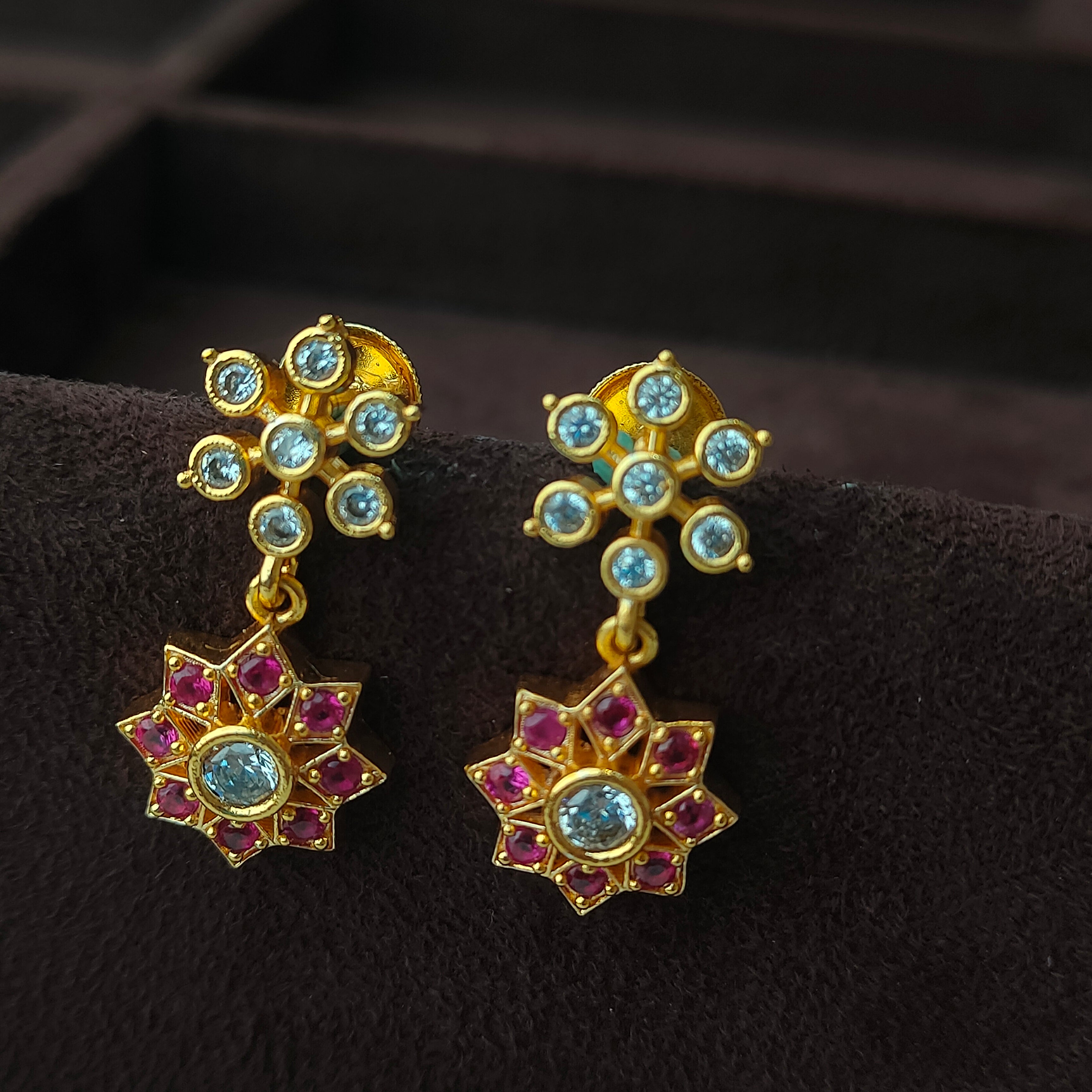 925 Silver Gold Plated Floral Earring -5565