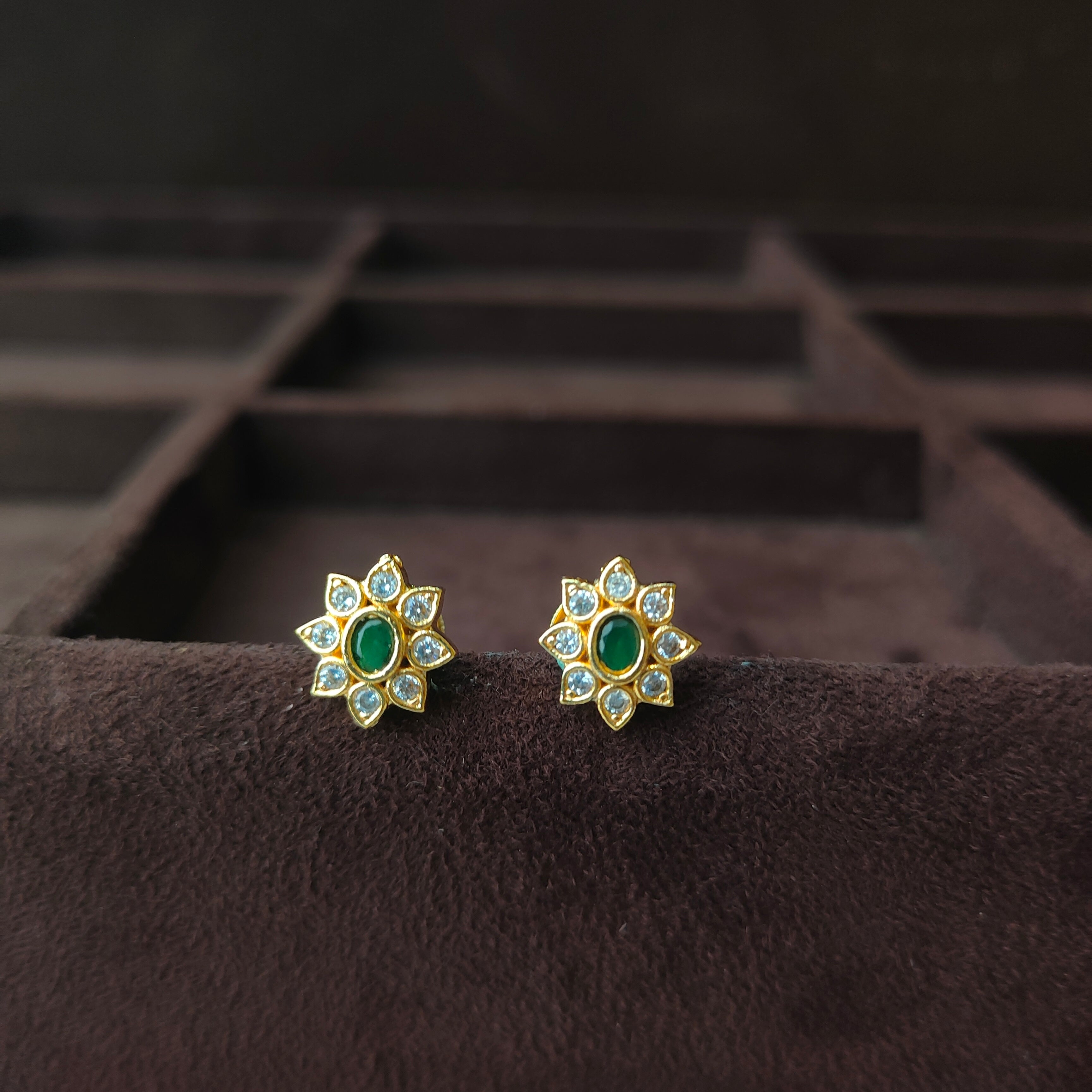 925 Silver Gold Plated Floral Earring -5565