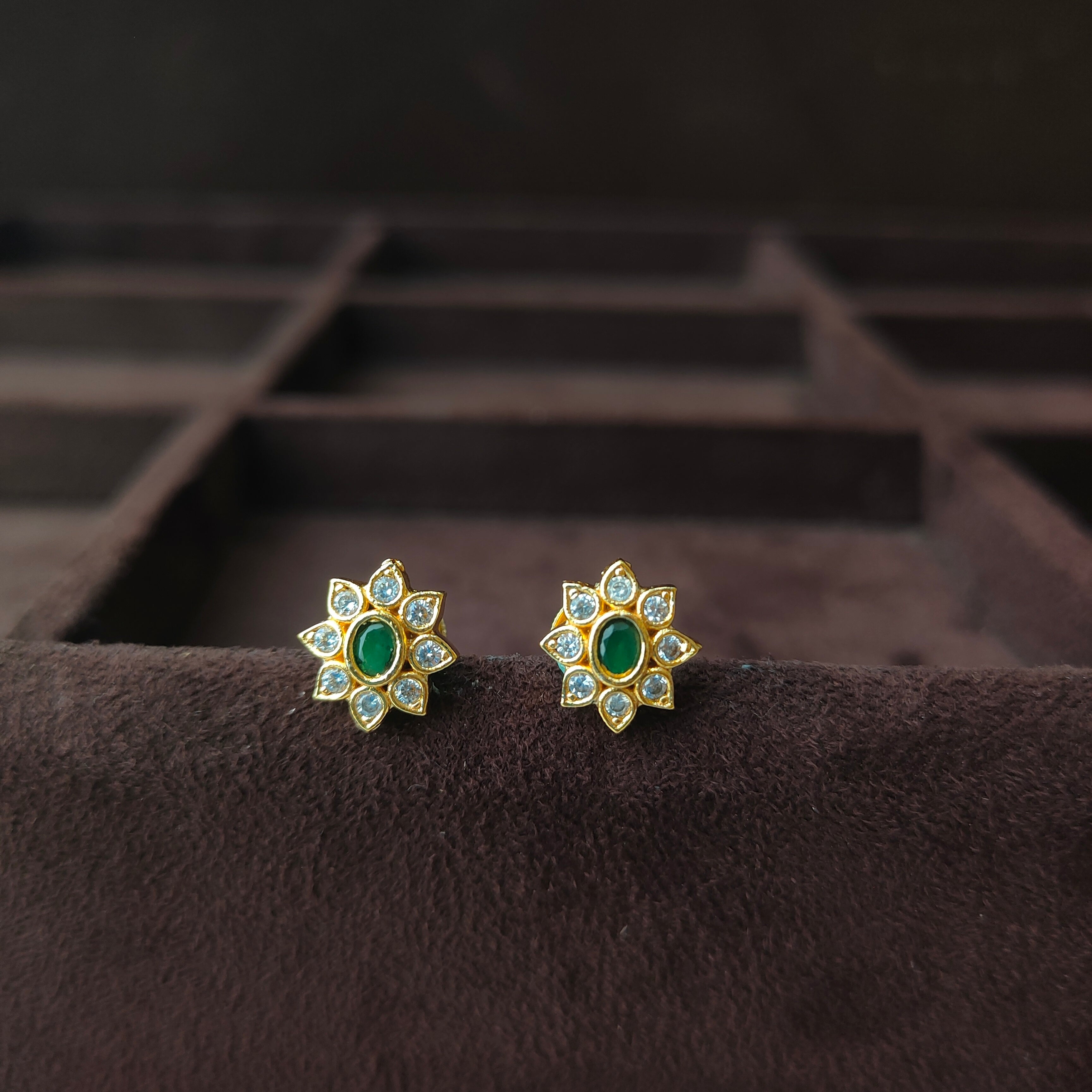 925 Silver Gold Plated Floral Earring -5565