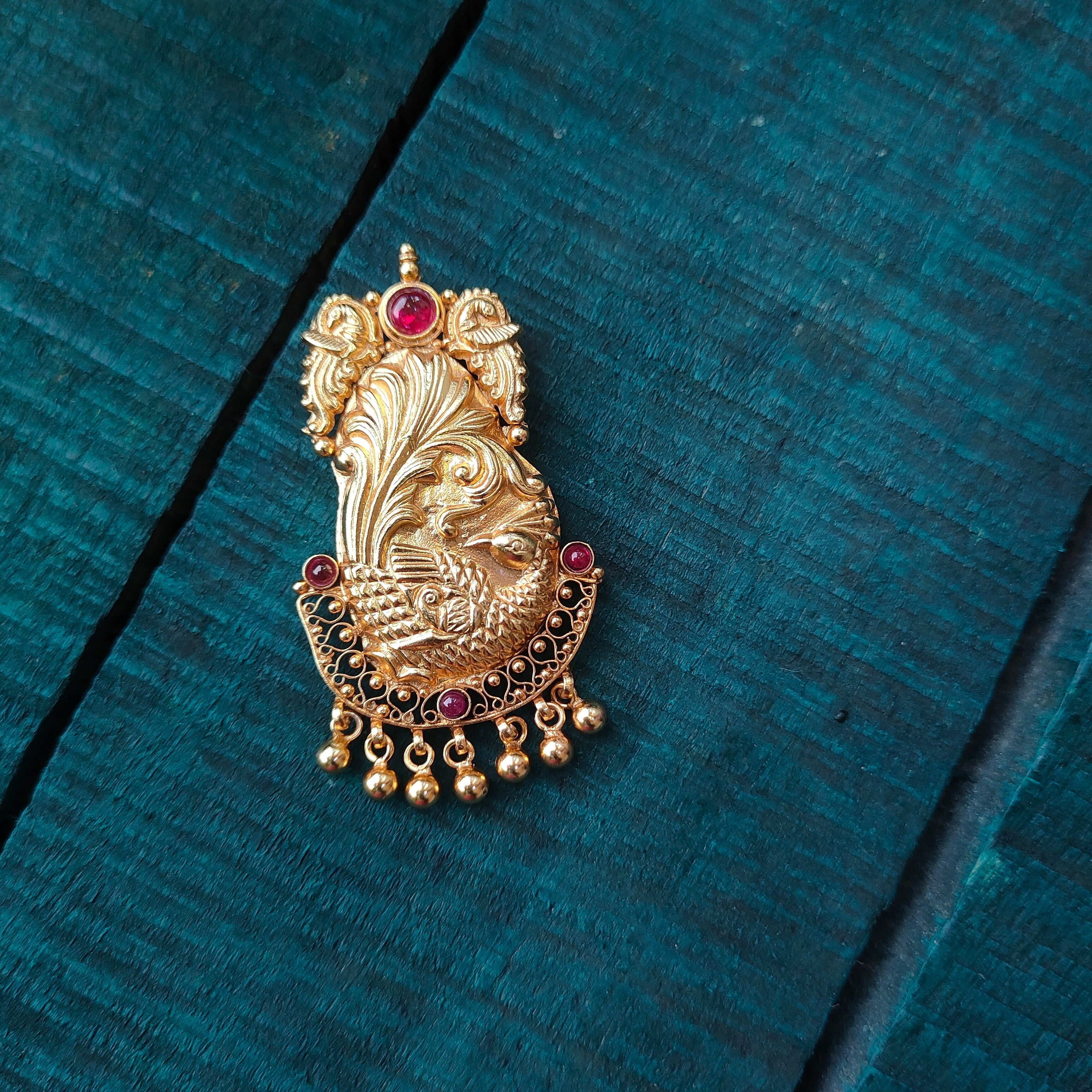 925 Silver Gold plated Peacock Pendant -5758