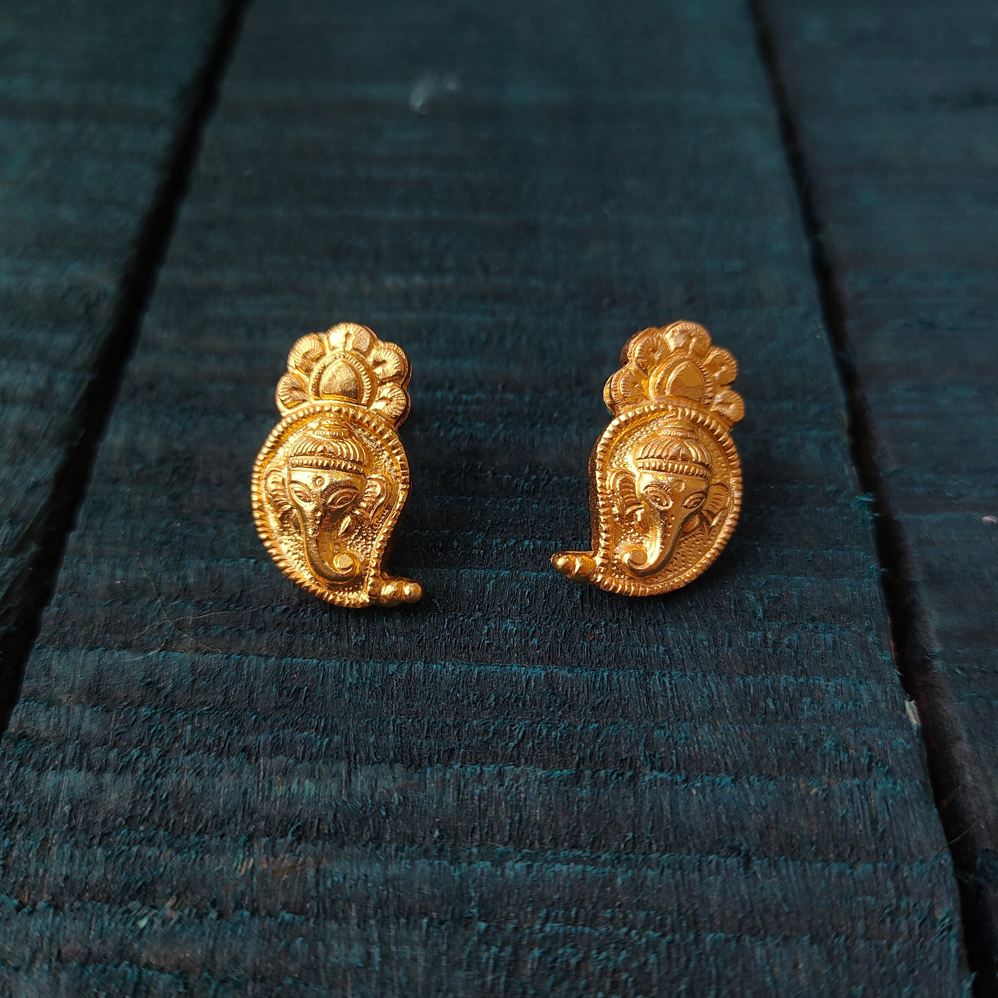 Pure 925 Silver Gold Plated Ganesh Necklace Set -6483