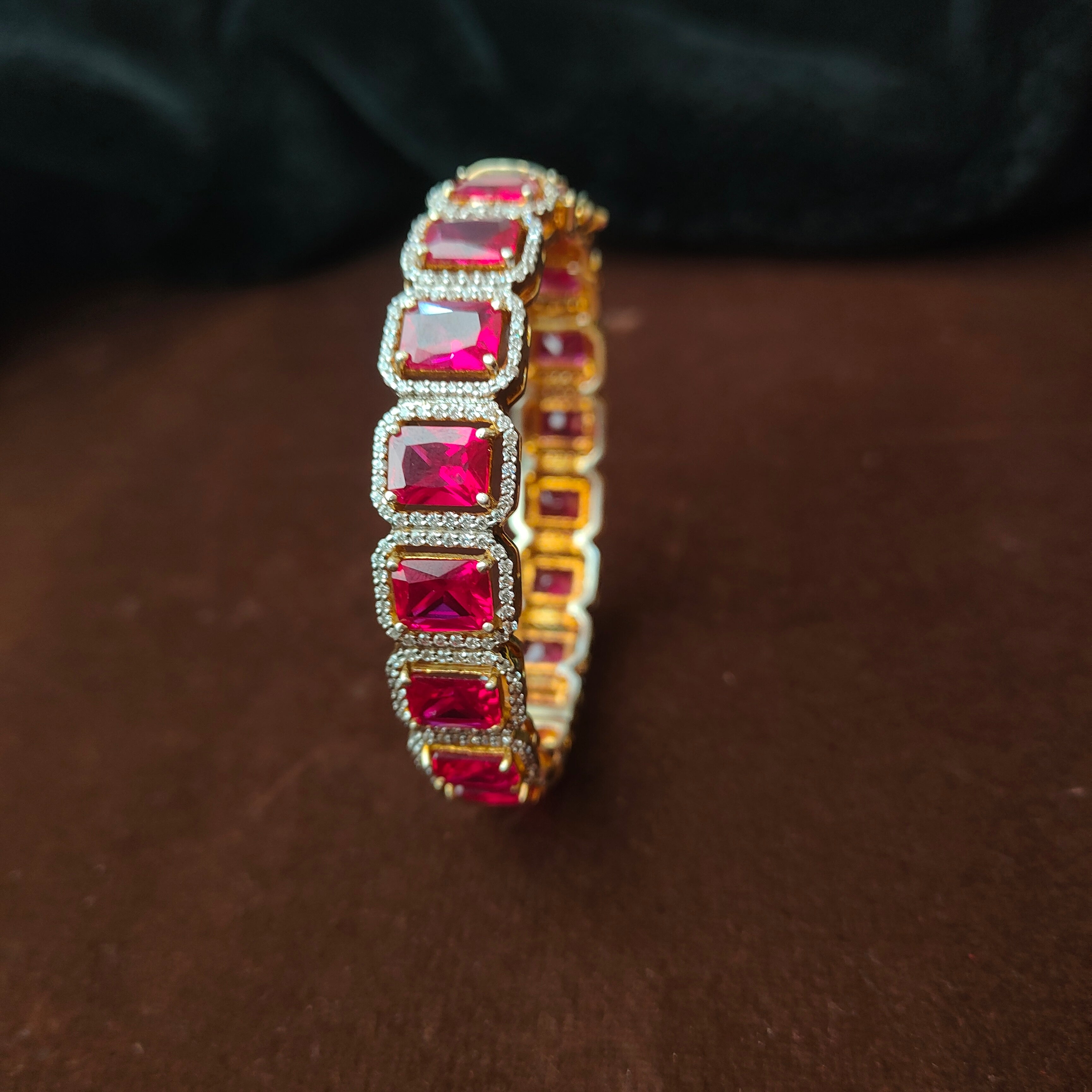 Pure 925 Silver Gold Plated Bangle -9391