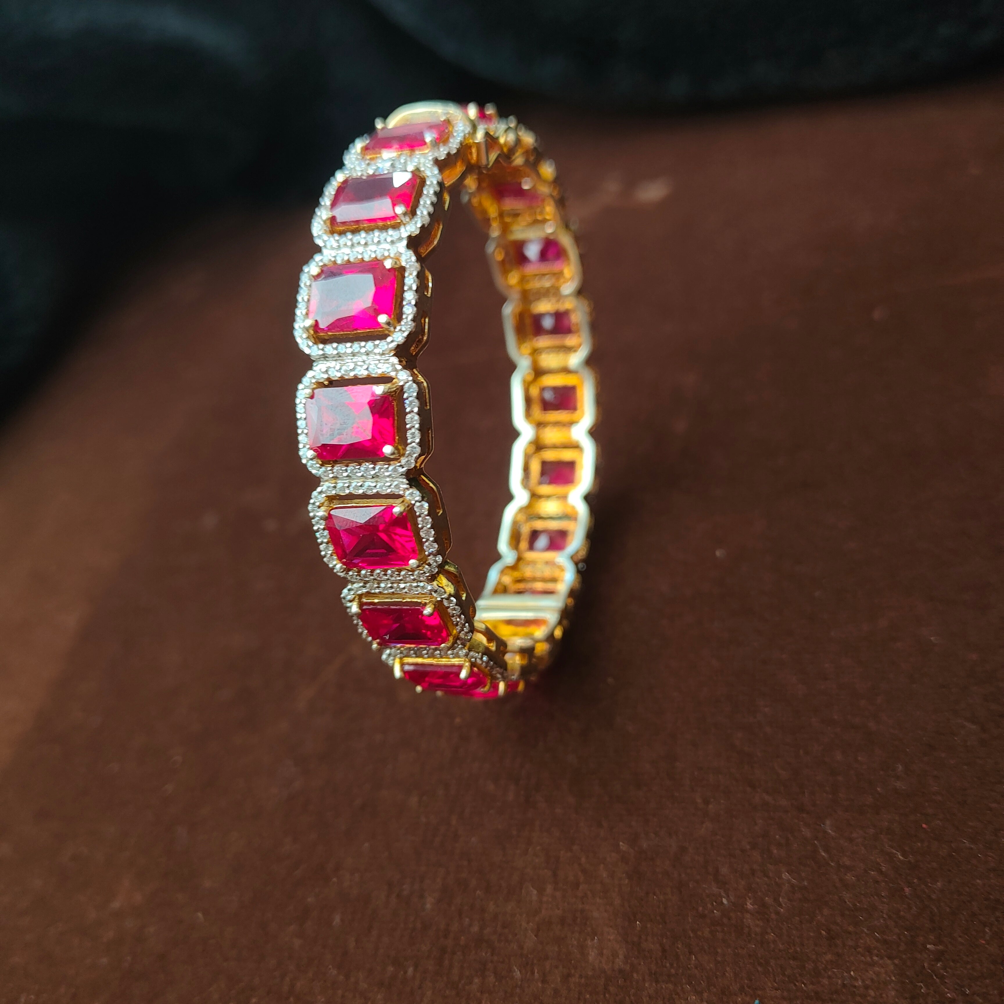 Pure 925 Silver Gold Plated Bangle -9391