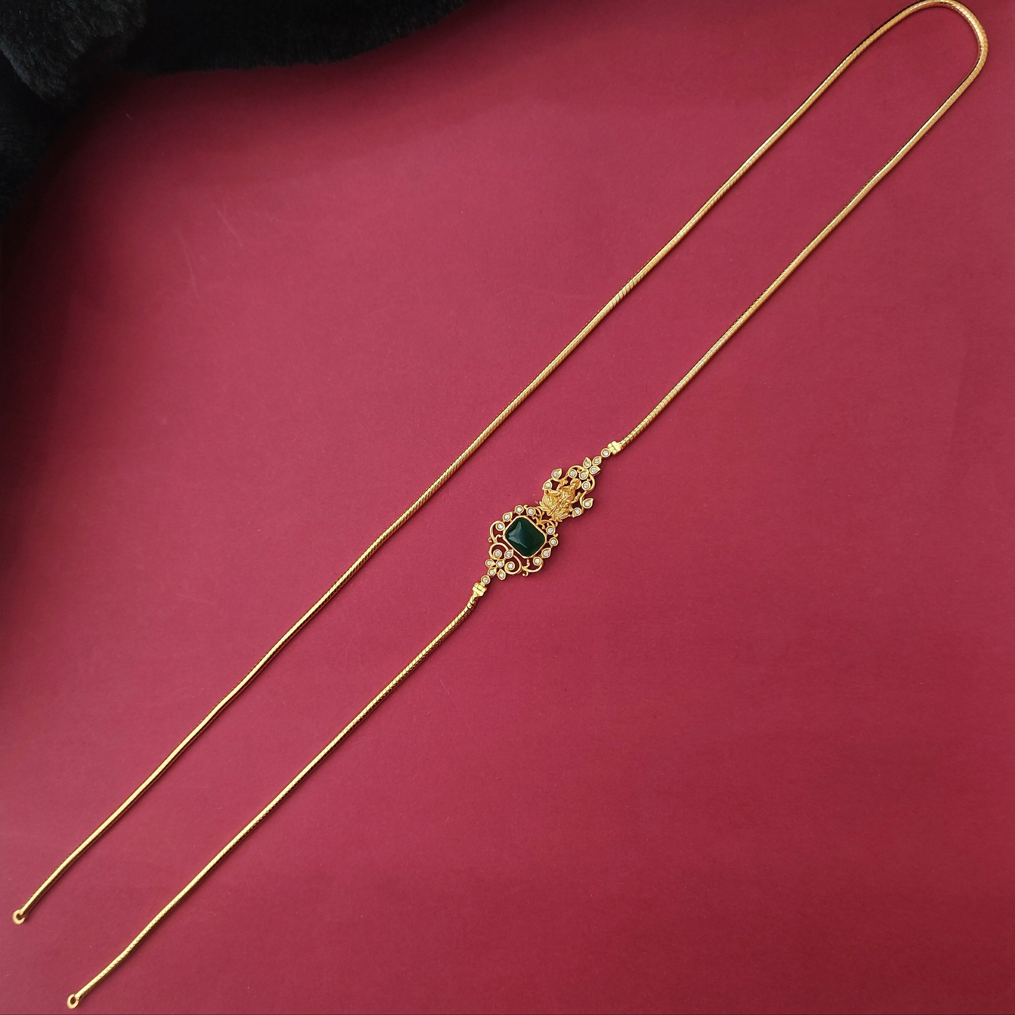 925Silver Gold Plated Ganesh Mugapu Chain -0895