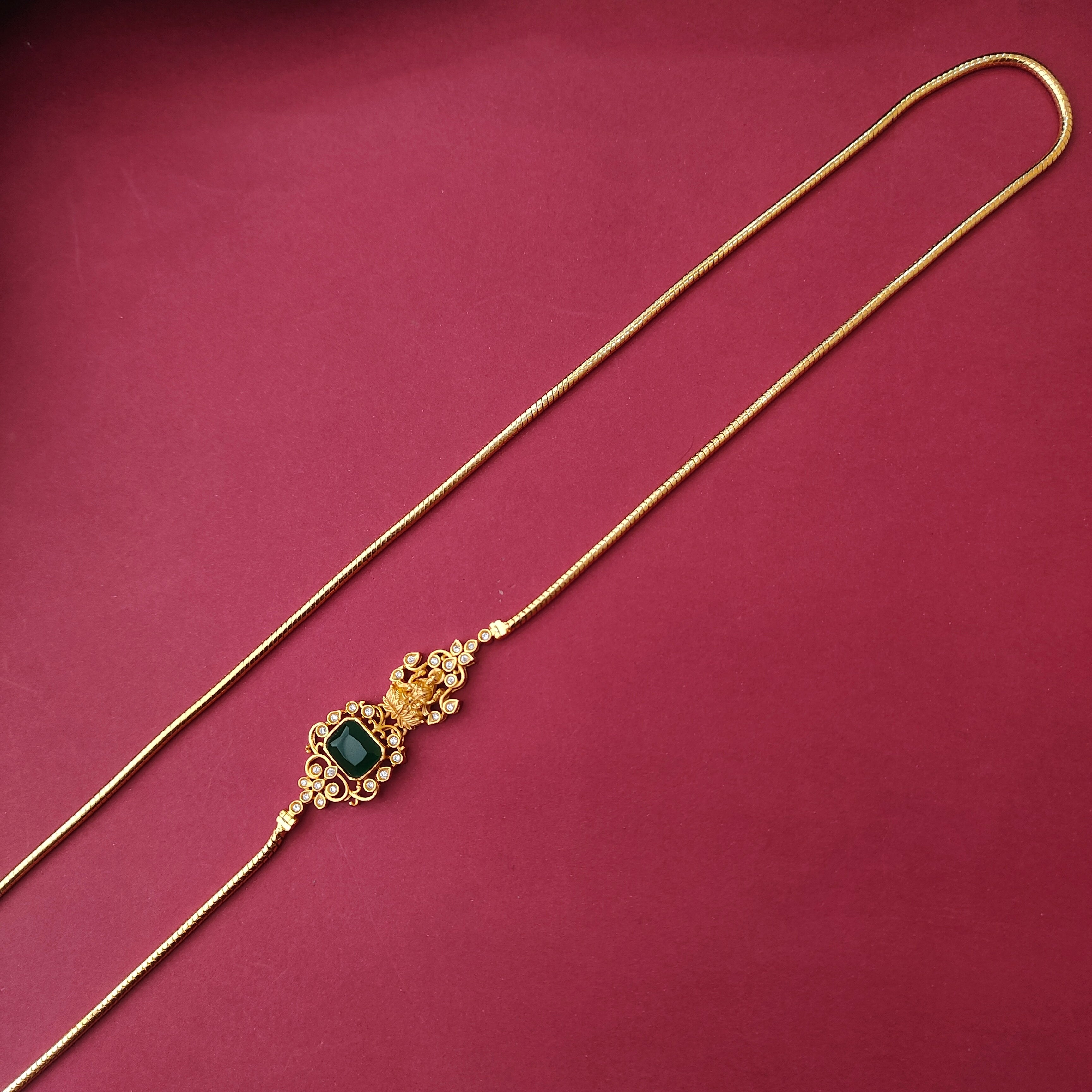 925Silver Gold Plated Ganesh Mugapu Chain -0895