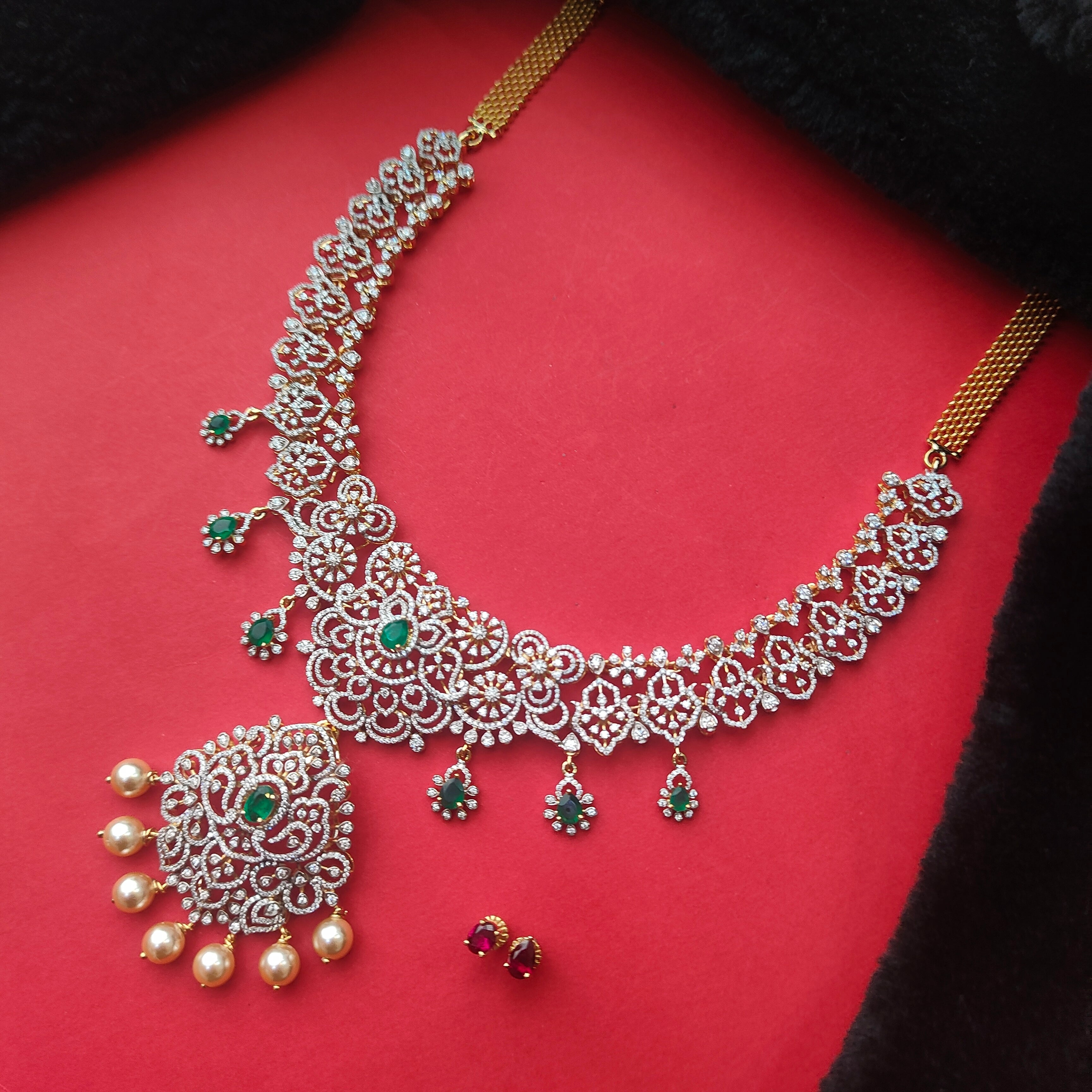 925 Silver Theia Diamond Look Necklace - 217 (Made To Order )