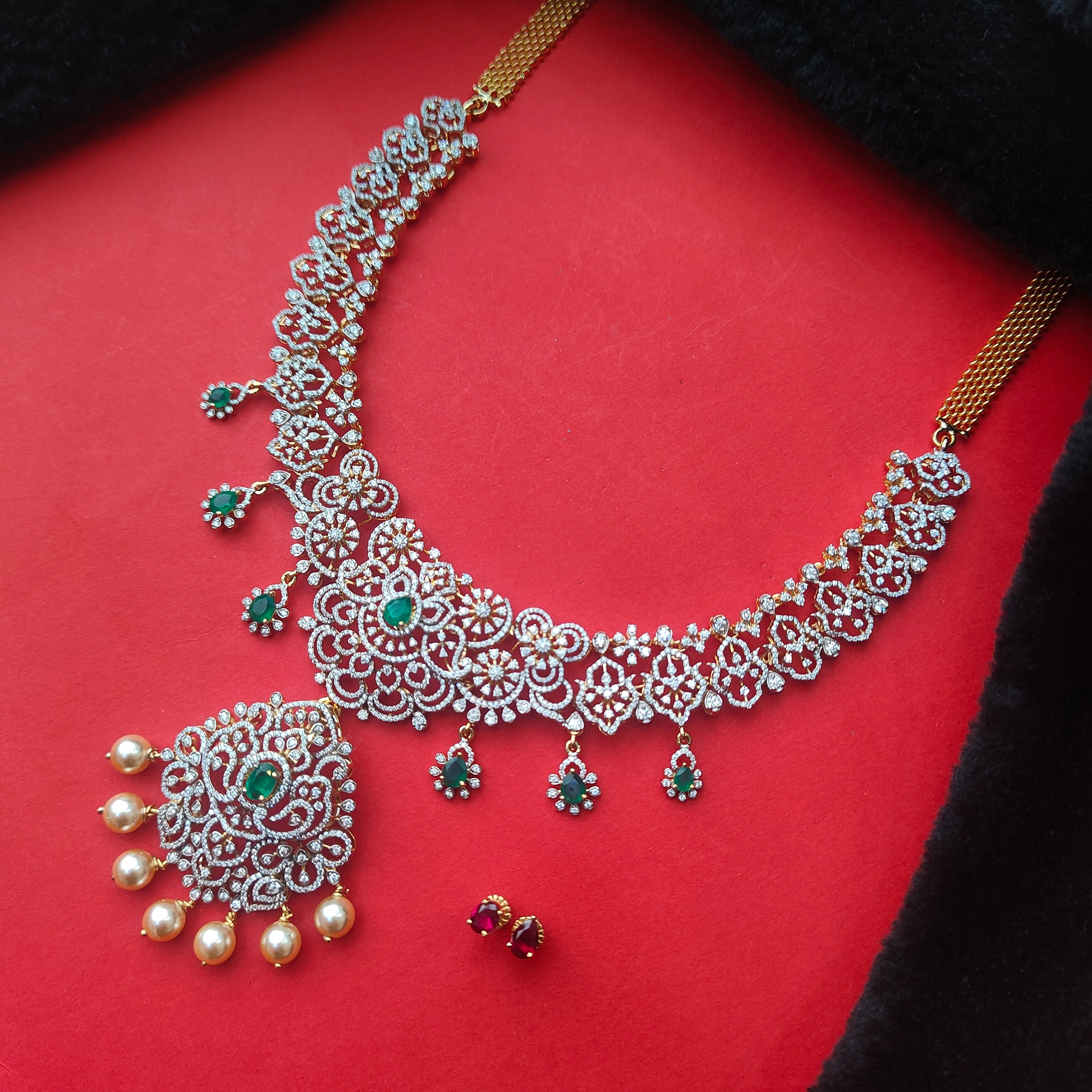 925 Silver Theia Diamond Look Necklace - 217 (Made To Order )