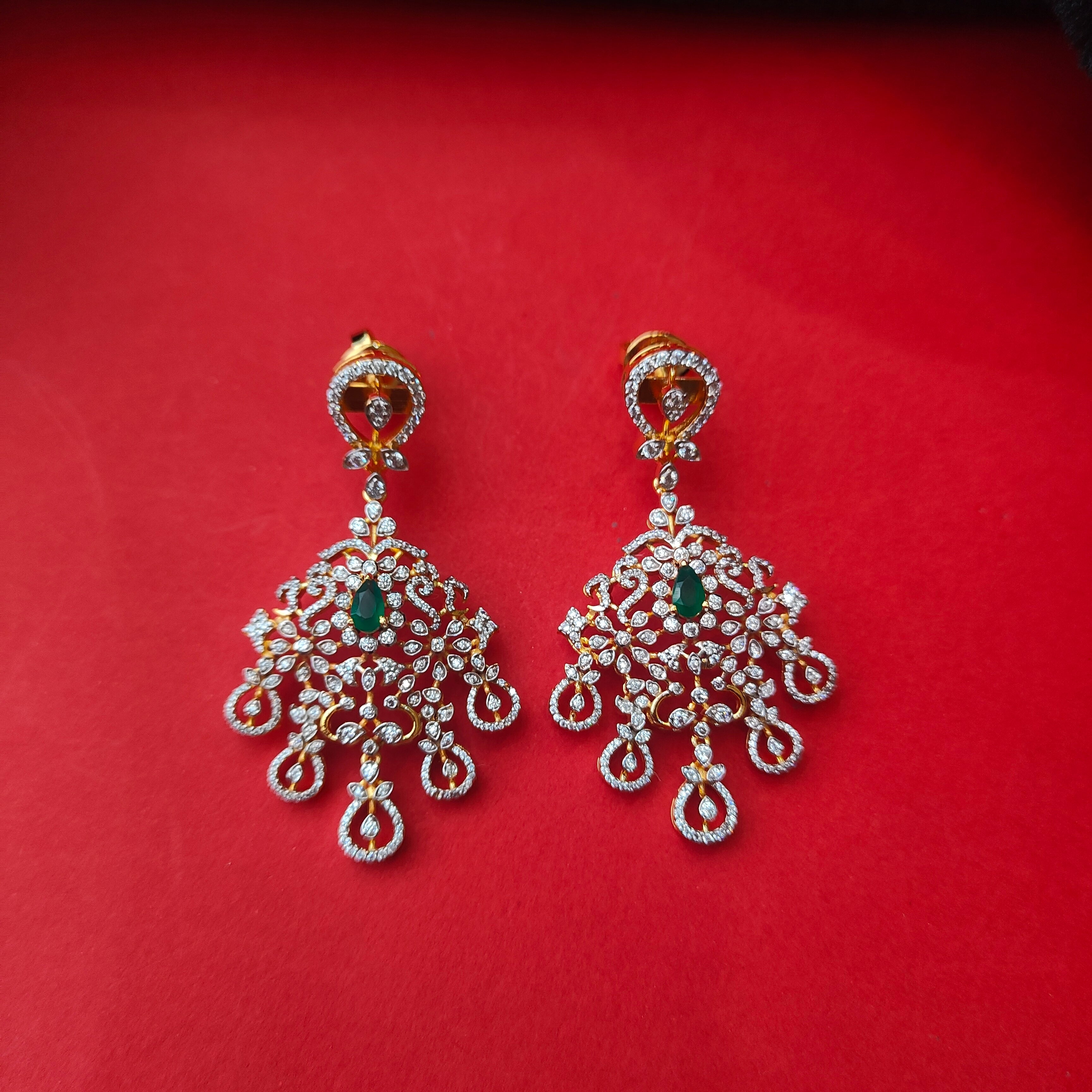 925 Silver Gold Plated  Mesh Necklace With Earrings -0199