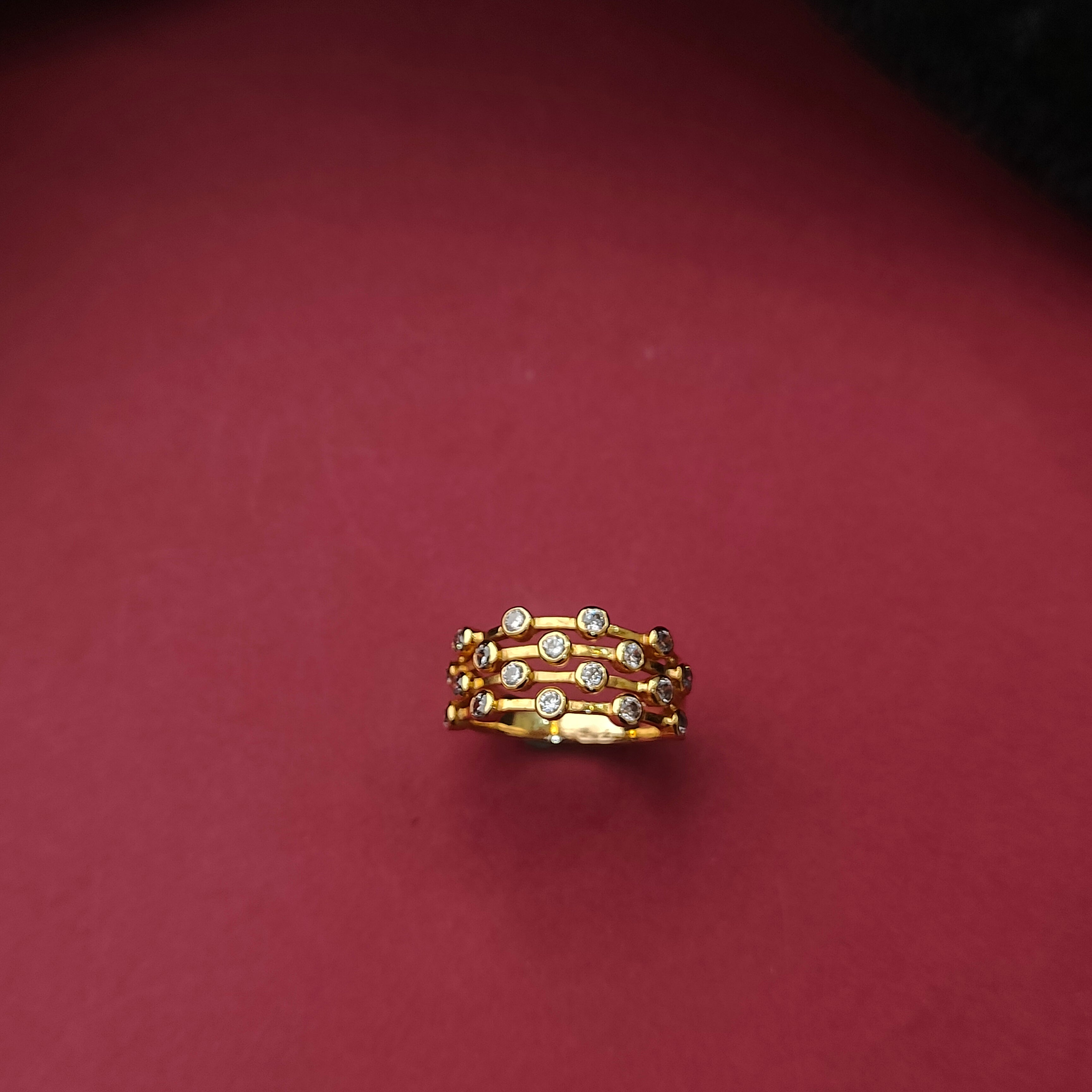 925 Silver Gold Plated Finger Ring -0564