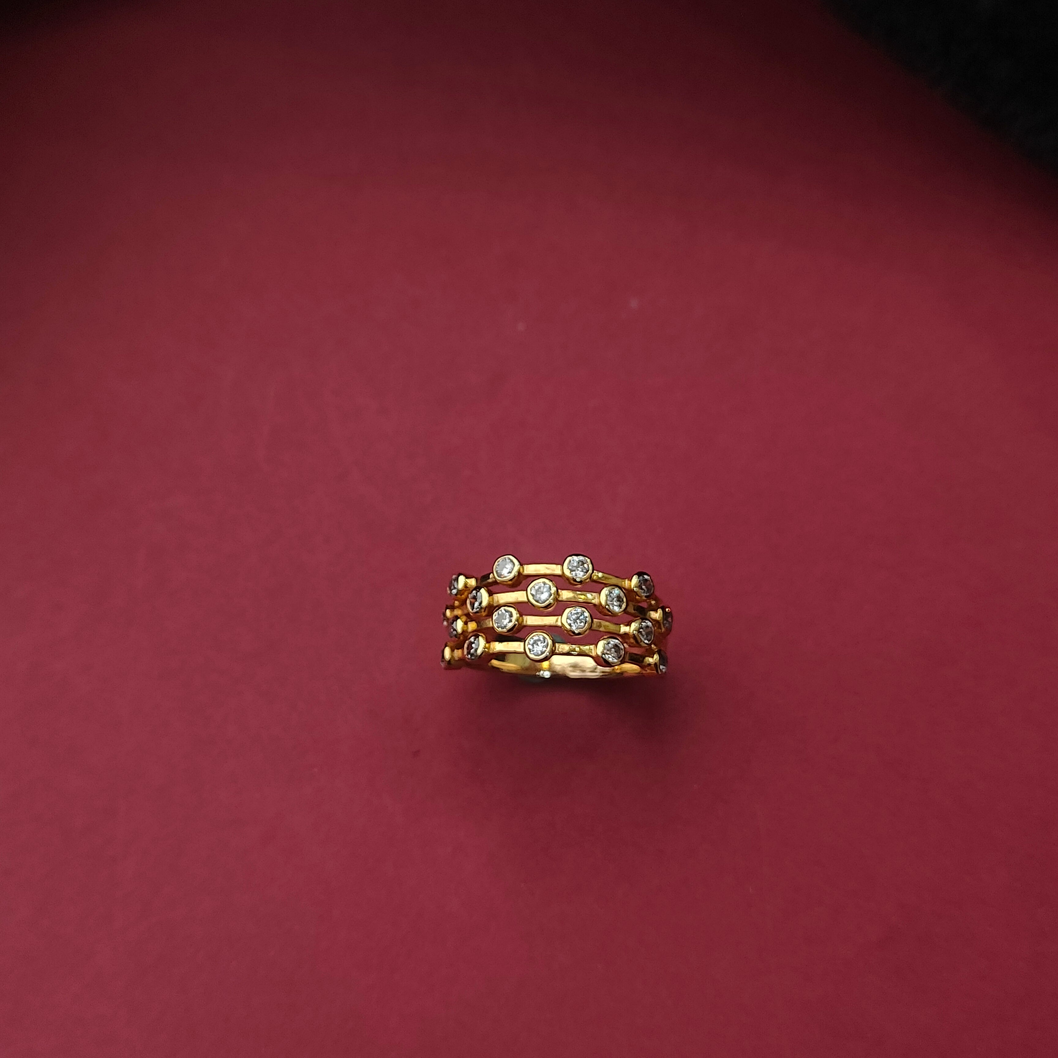 925 Silver Gold Plated Finger Ring -0564