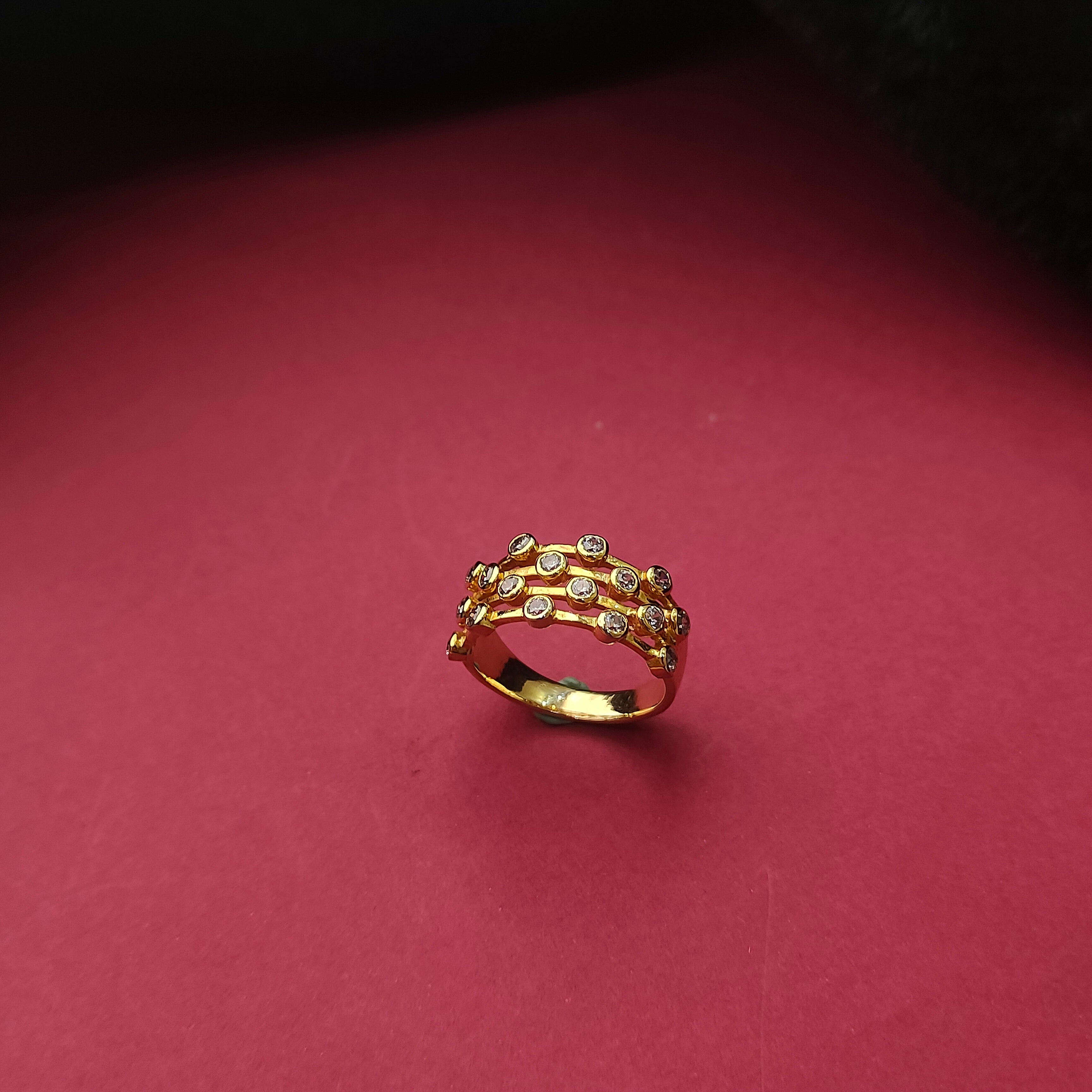 925 Silver Gold Plated Finger Ring -0564