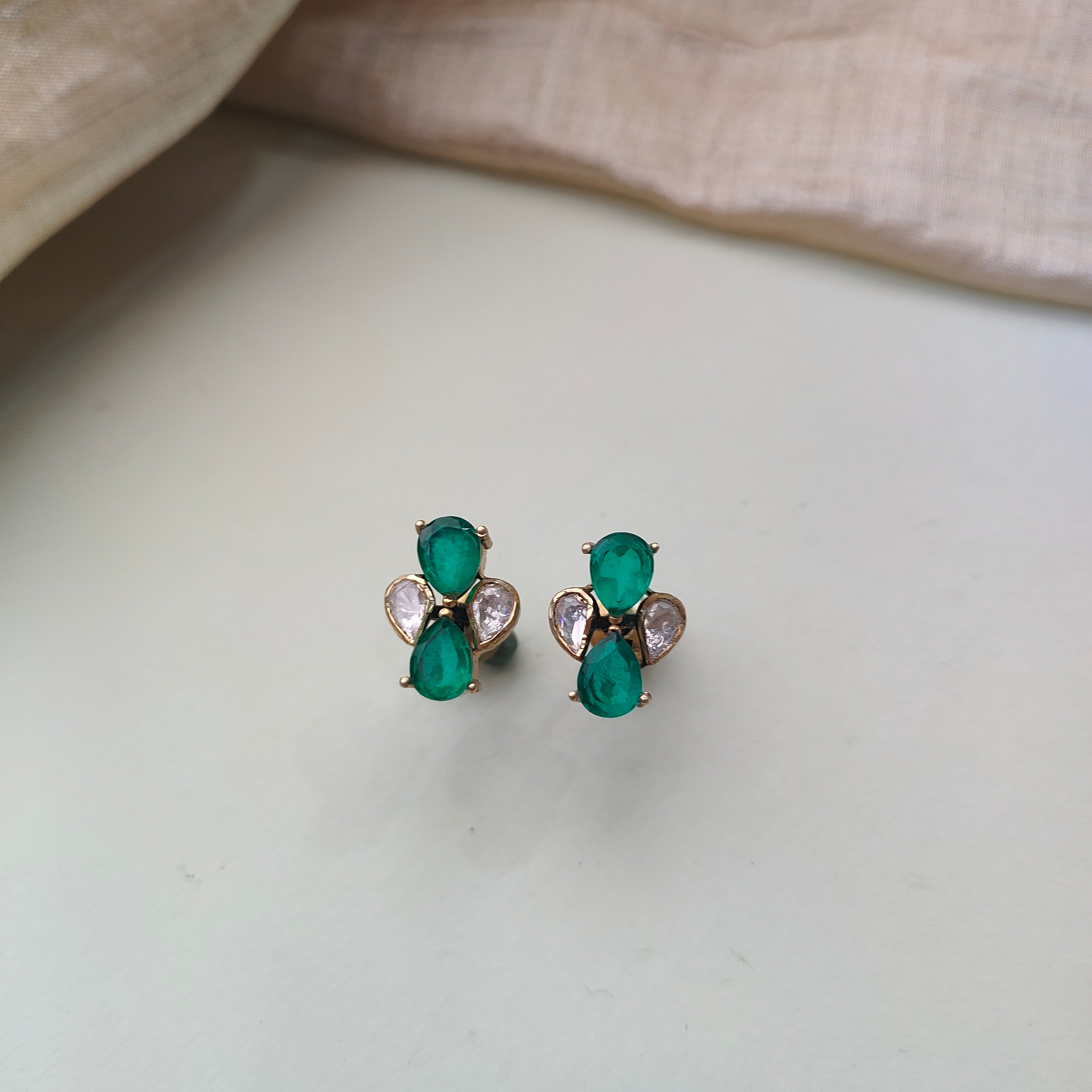 925 Silver Victorian Emerald Choker With Earrings -0170