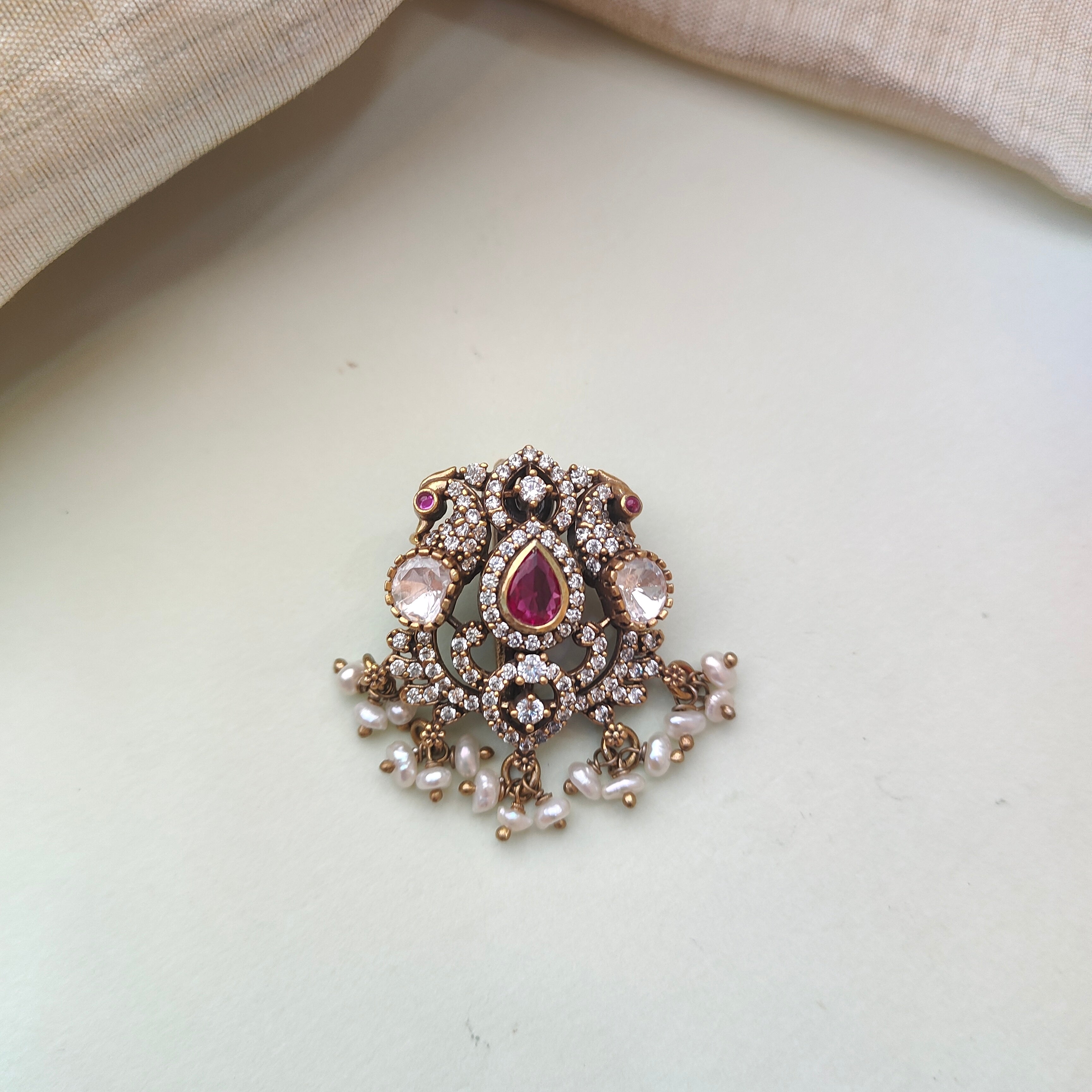 925 Silver Victorian Peacock Pendant -0157