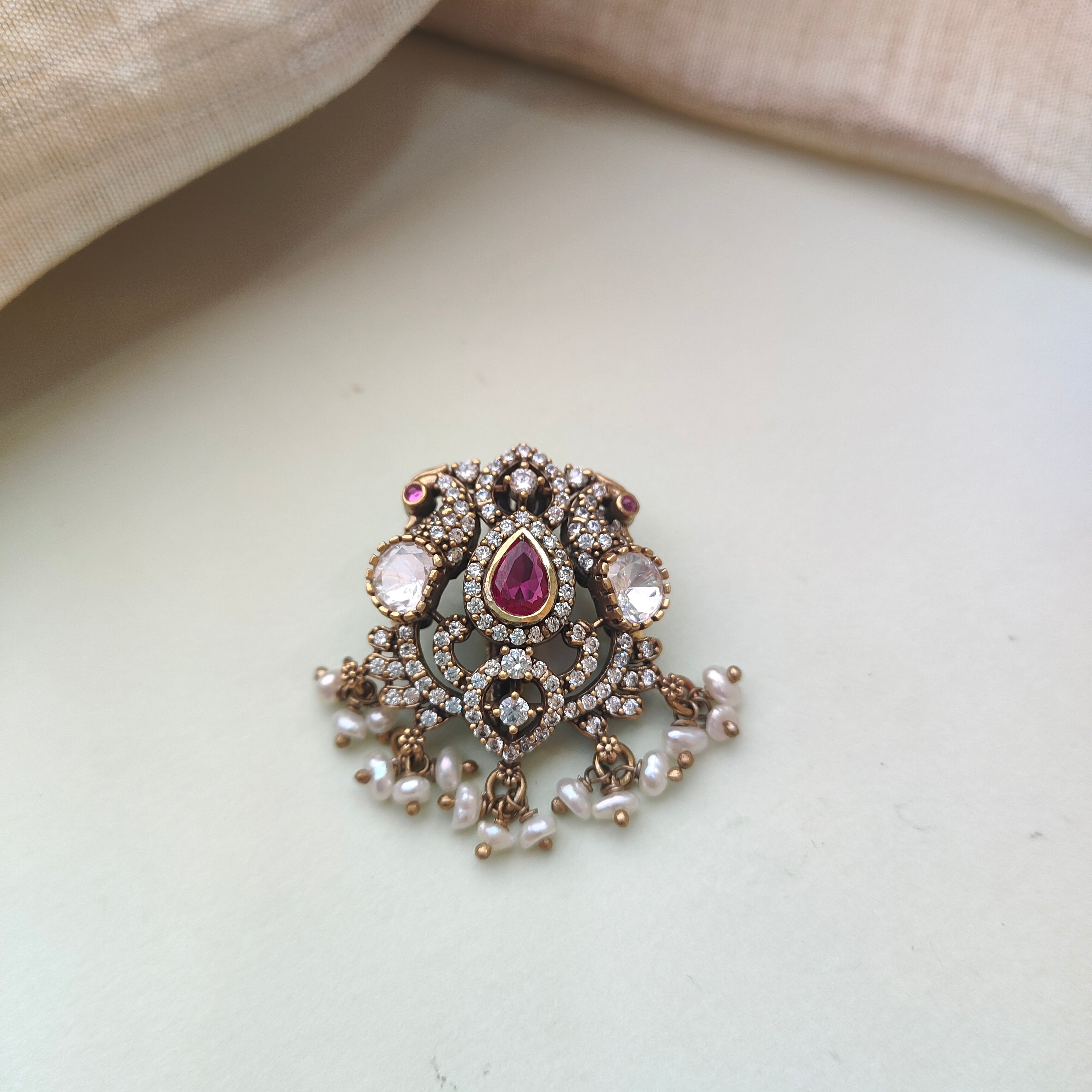 925 Silver Victorian Peacock Pendant -0157