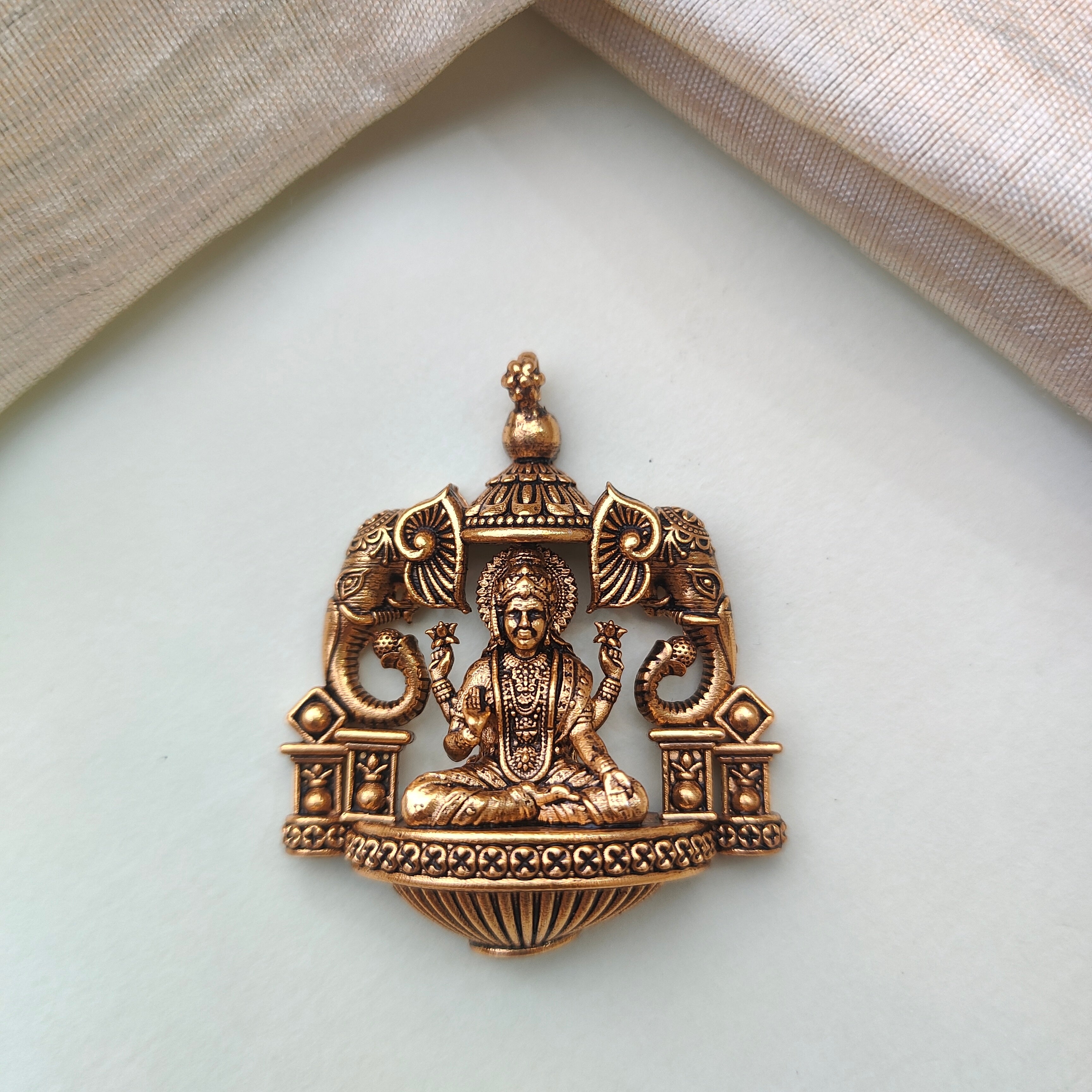 925 Silver Gold plated Lakshmi Pendant-0504