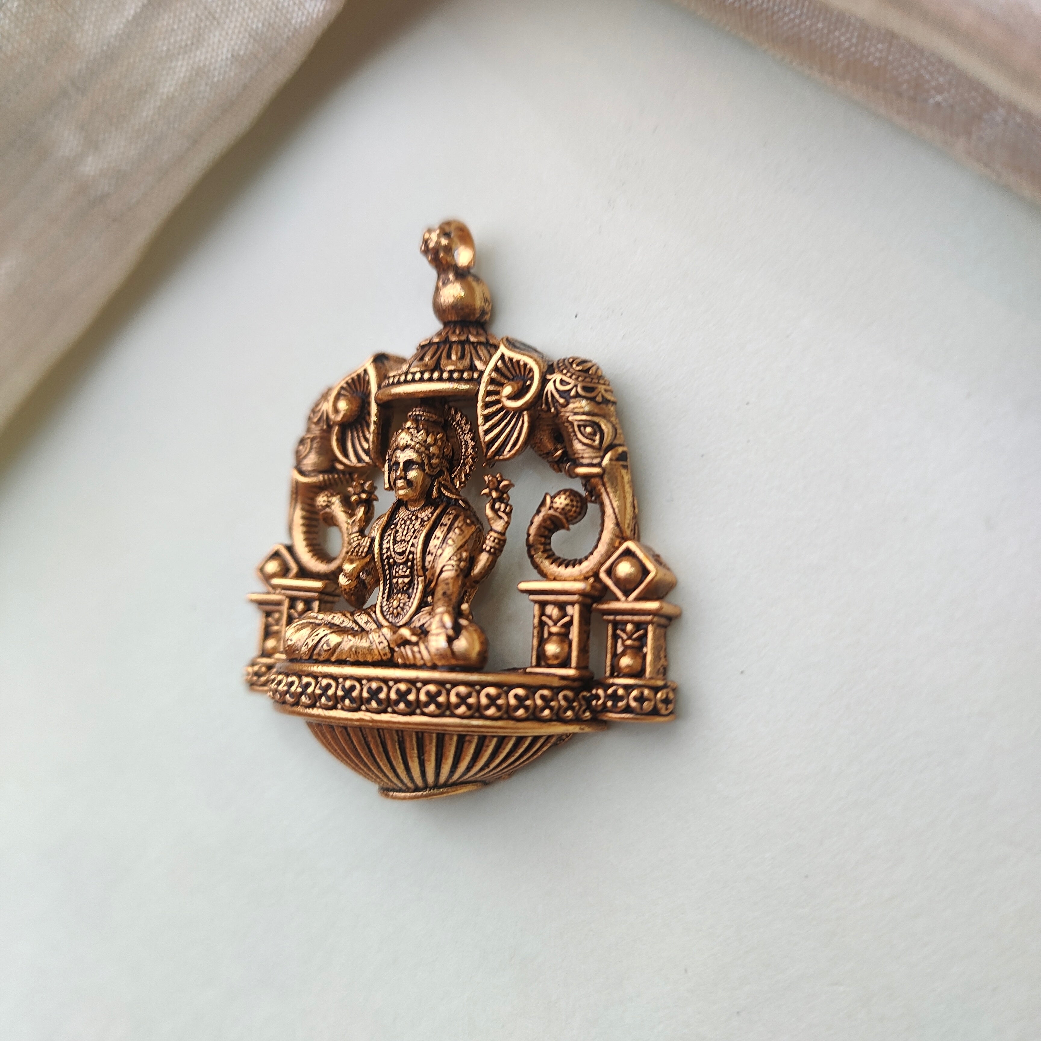 925 Silver Gold plated Lakshmi Pendant-0504