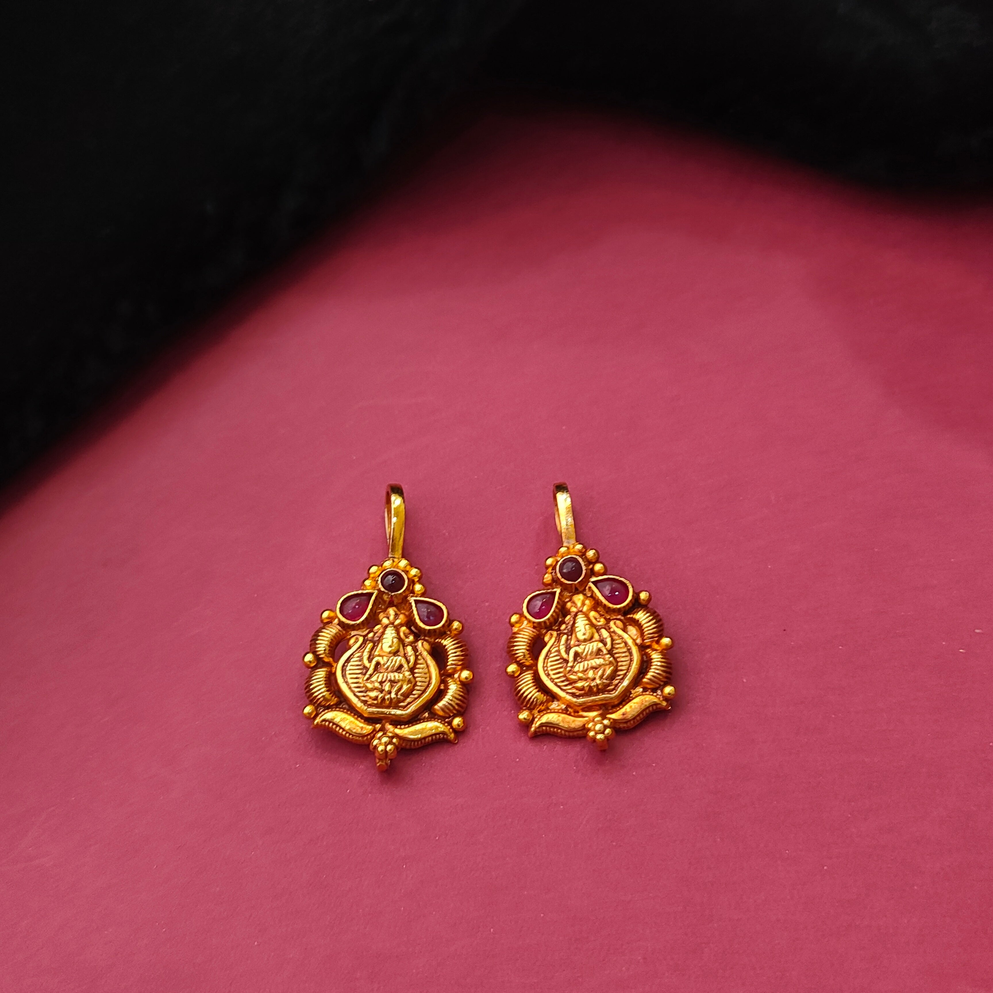 925 Silver Gold Plated Lakshmi Bugadi  -0105