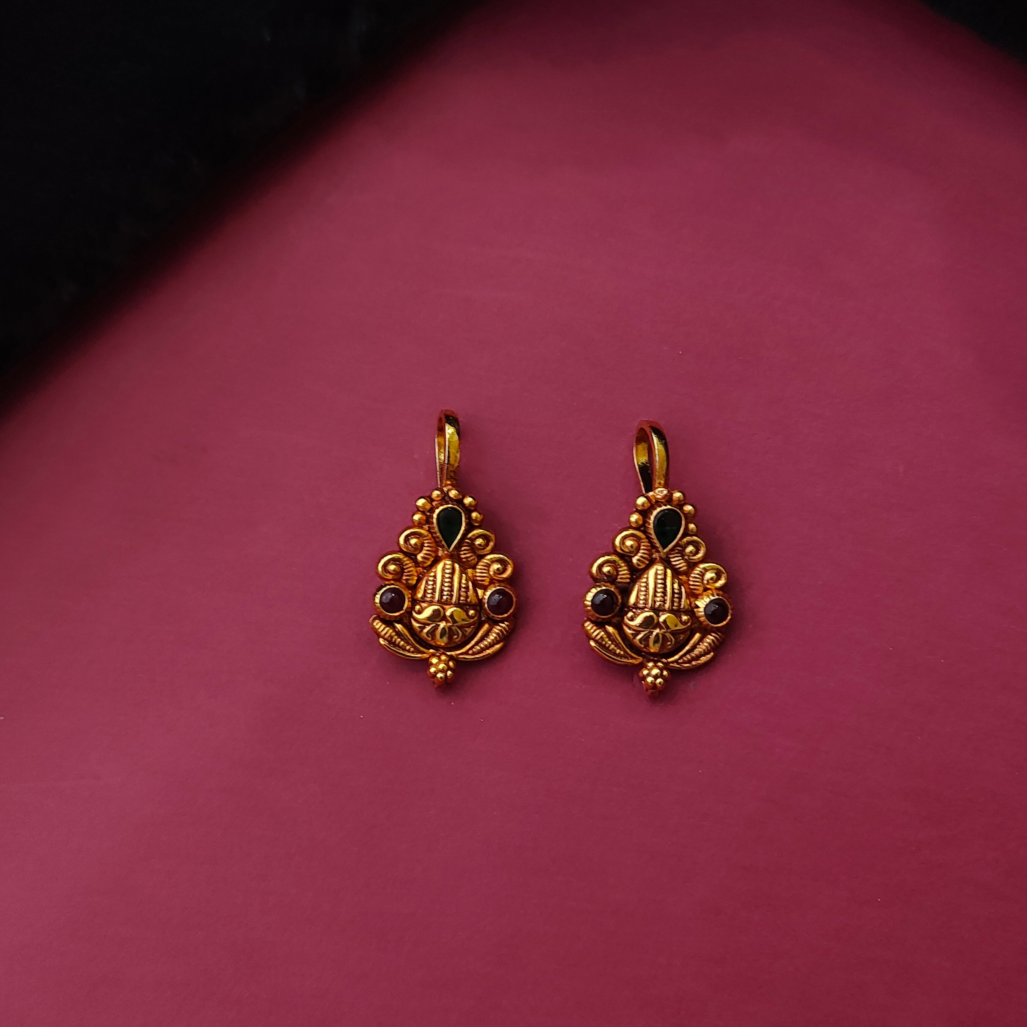 925 Silver Gold Plated Lakshmi Bugadi  -0112