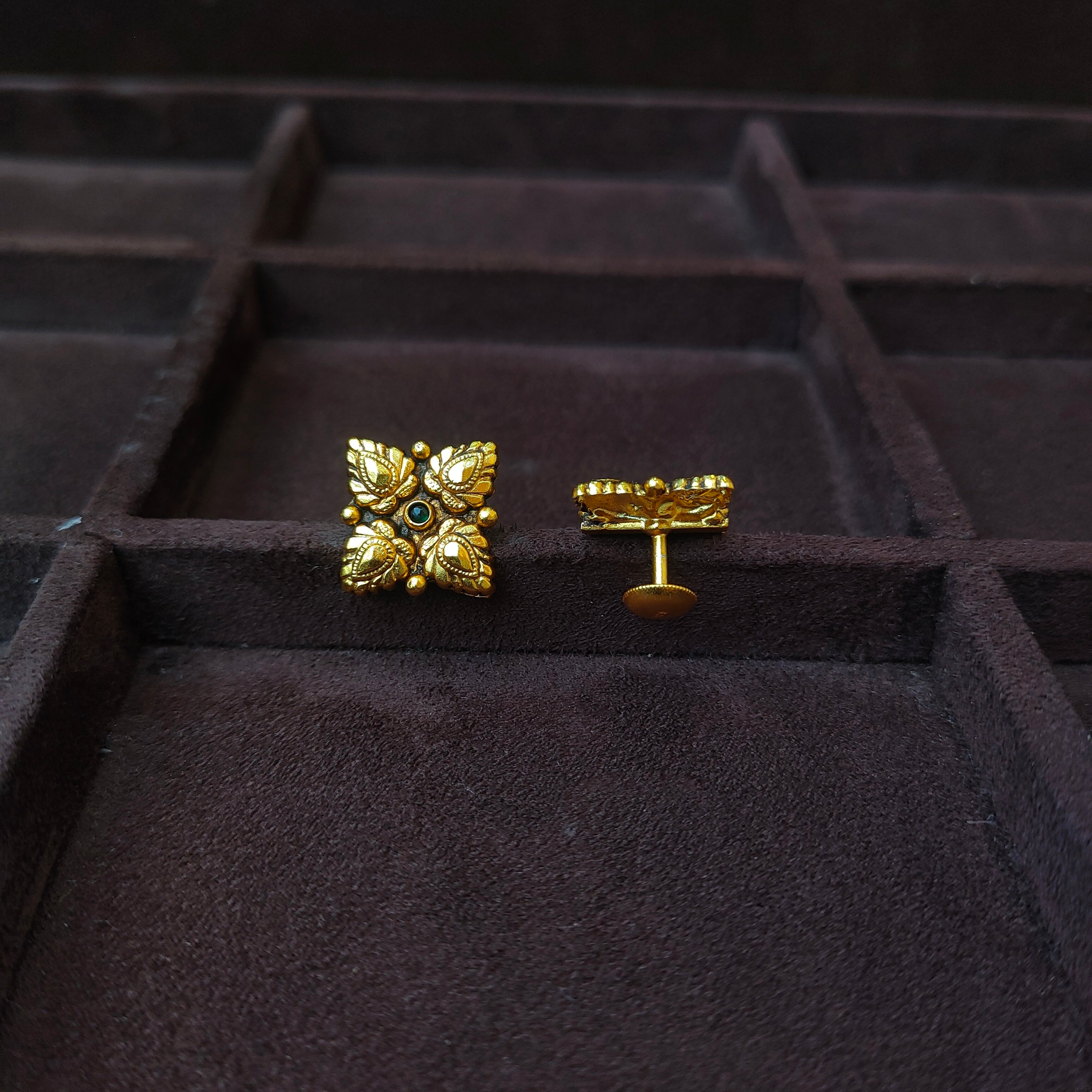 925 Silver Gold Plated Flower Earstud -0178