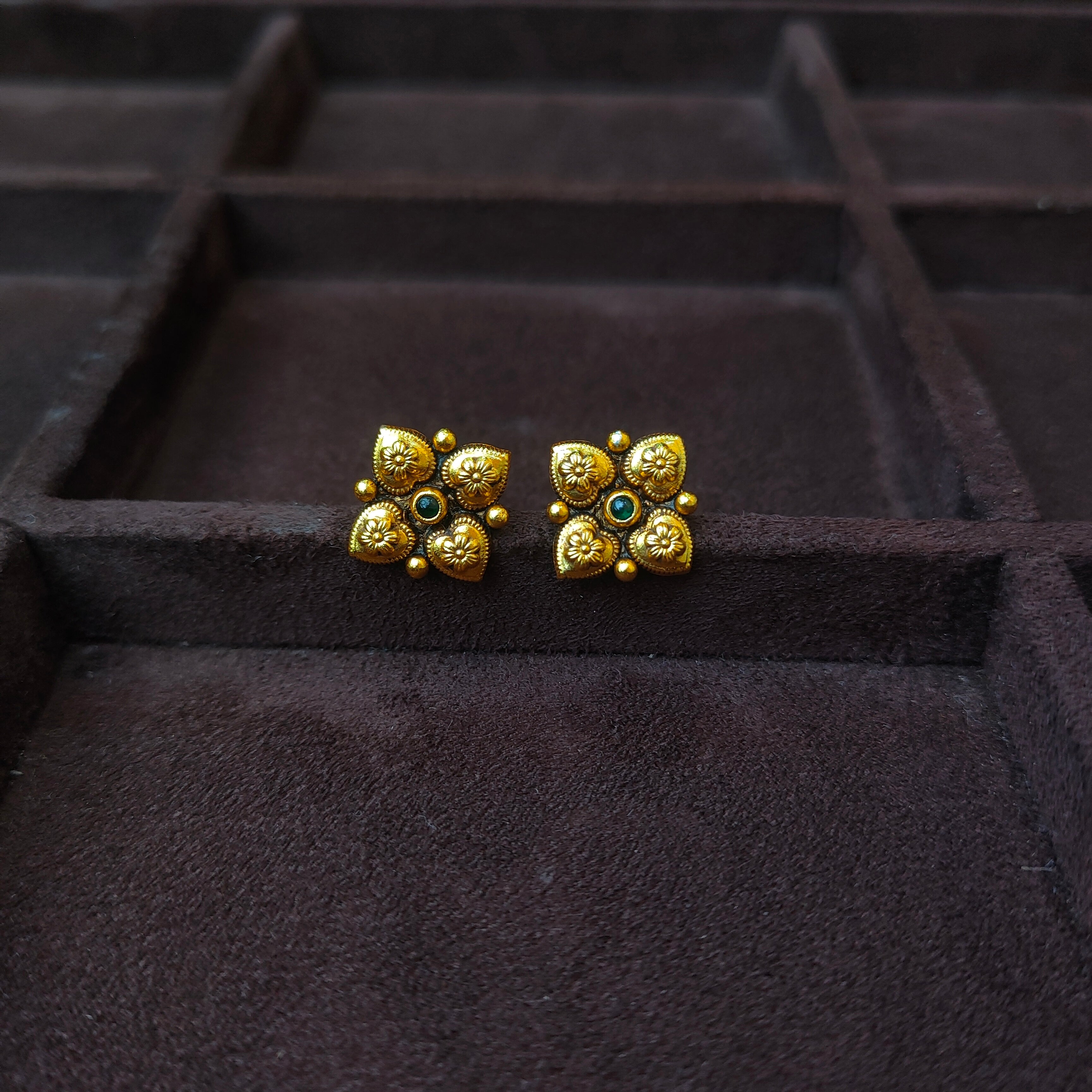 925 Silver Gold Plated Flower Earstud -0182