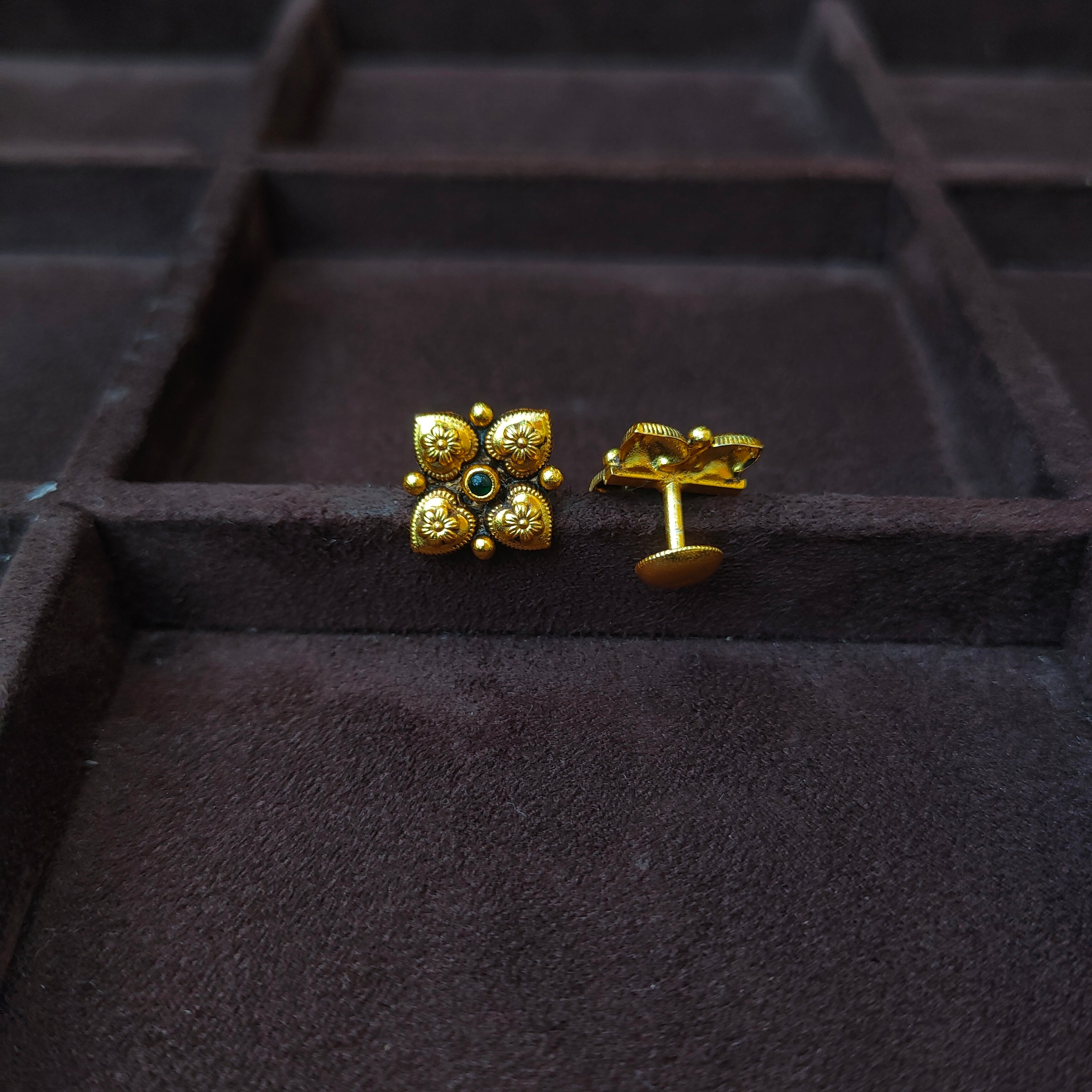 925 Silver Gold Plated Flower Earstud -0182