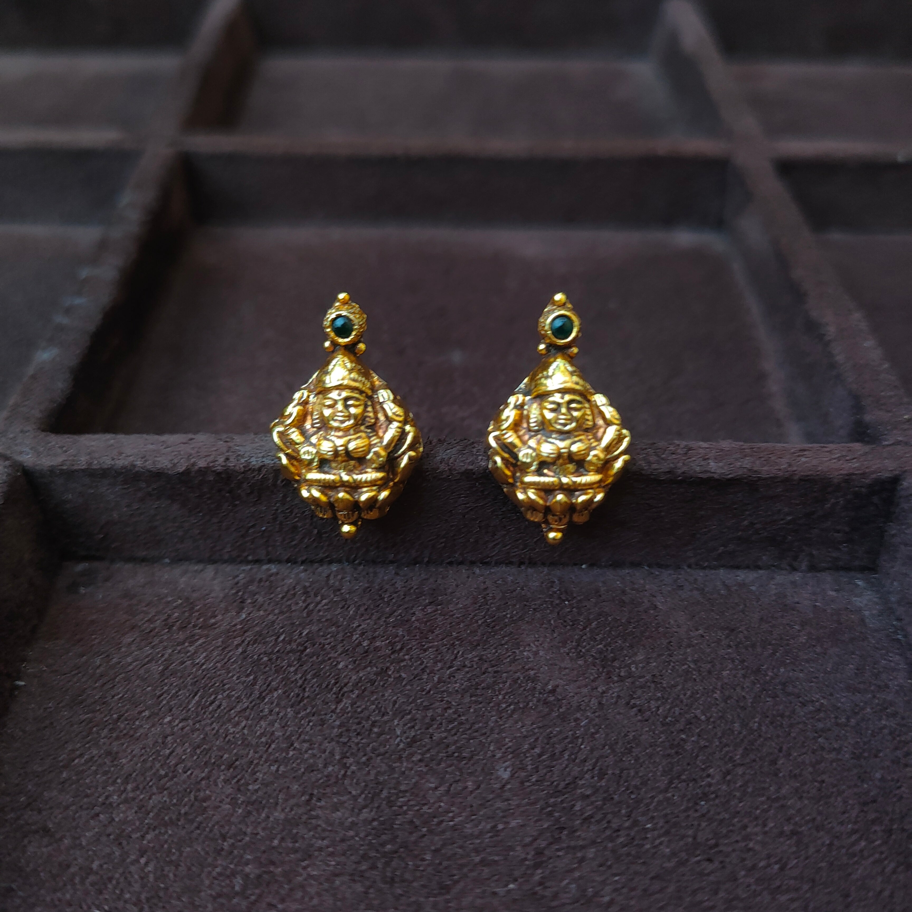 925 Silver Gold Plated lakshmi Earstud -0183