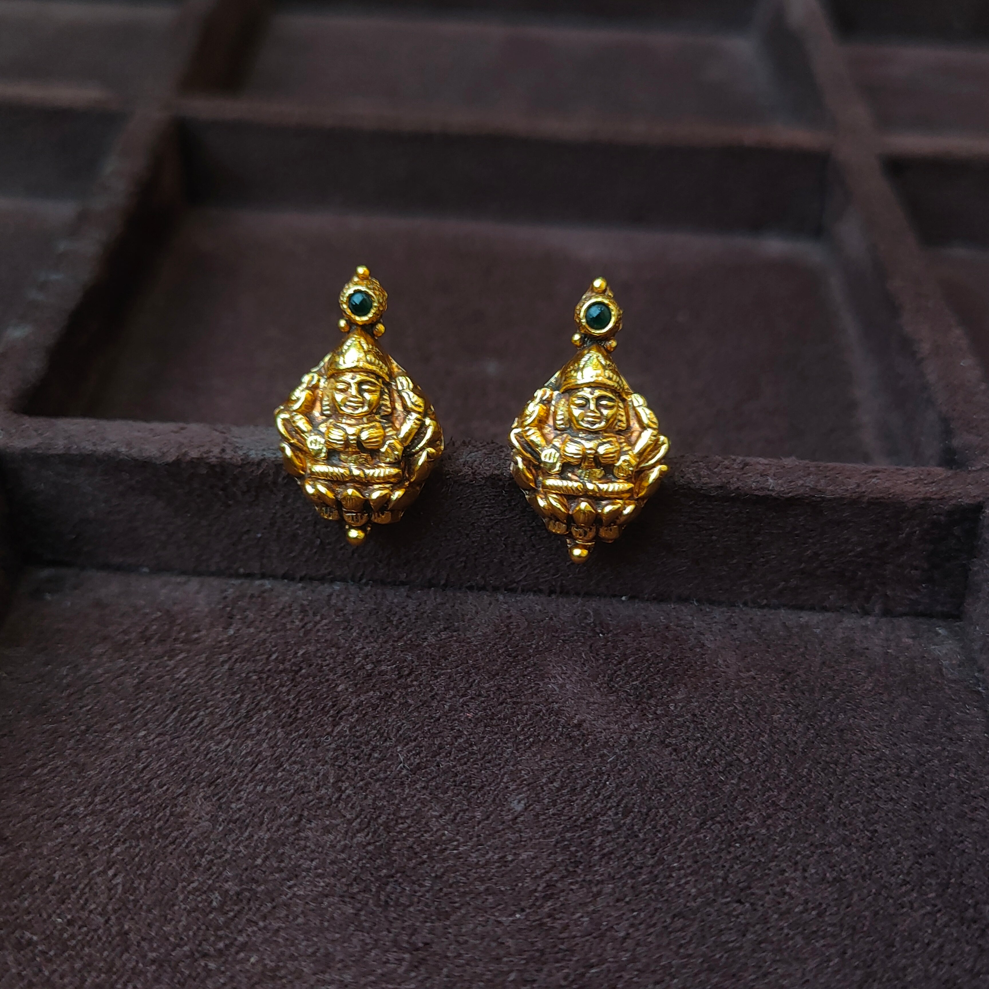925 Silver Gold Plated lakshmi Earstud -0183